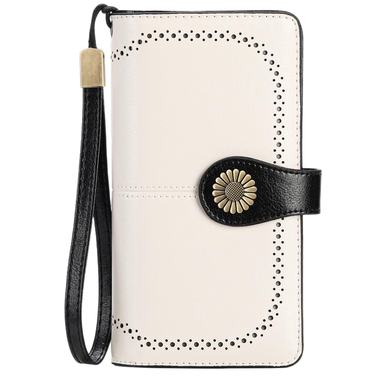 SENDEFN Genuine Leather Purses for Women, RFID Large Ladies Purse, Wallet for Women with Wrist Strap