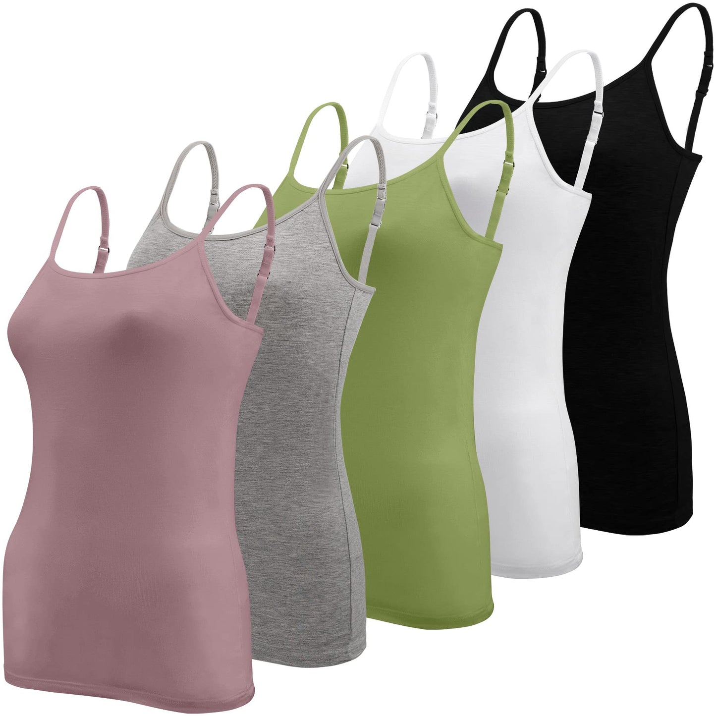 BQTQ 5 Pieces Basic Camisole Adjustable Strap Vest Top for Women and Girl
