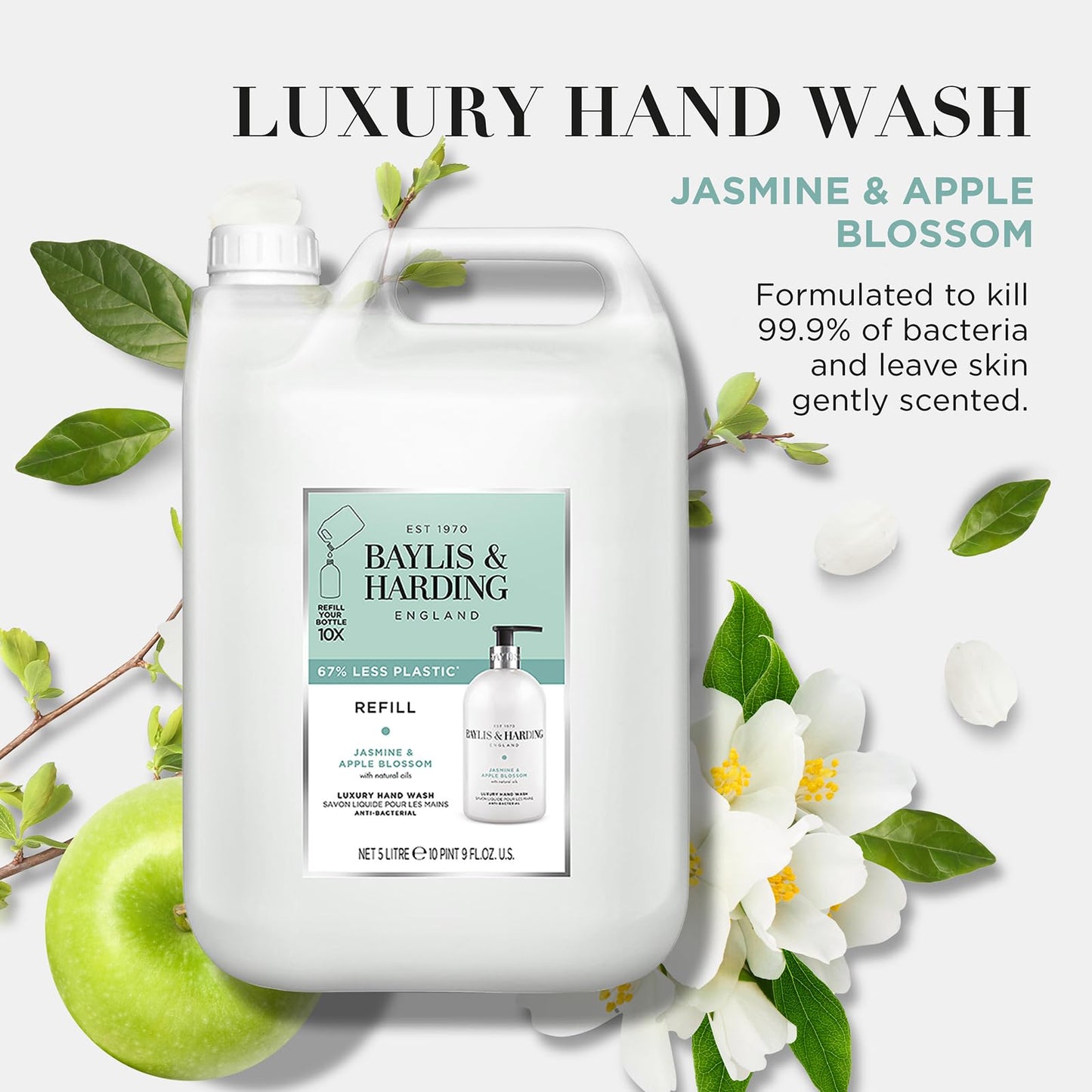 Baylis & Harding Jasmine and Apple Blossom Anti-Bacterial Hand Wash, 500 ml (Pack of 3) - Vegan Friendly