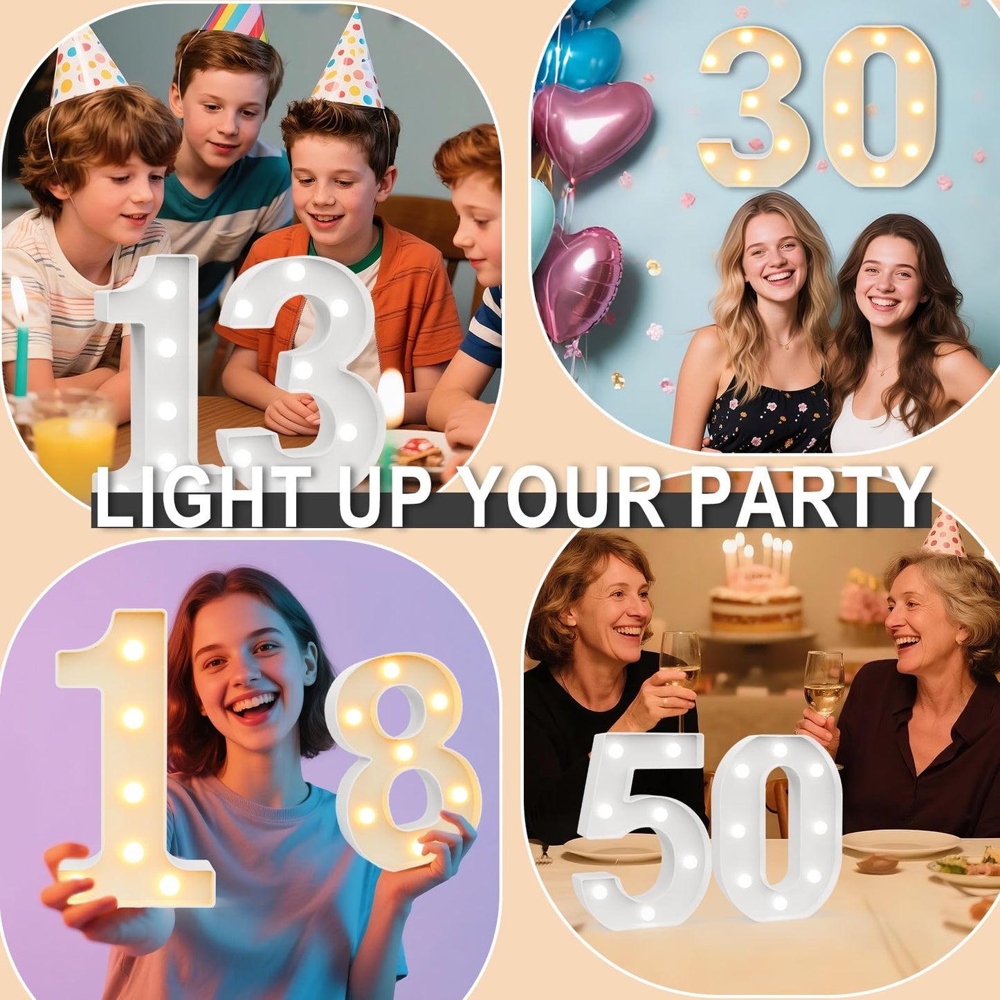 Ledido Light Up Letters Sign LED Birthday Marquee Letters Lights, Night Light Letter Gifts Bayby Girls Boys Birthday Party Wedding Anniversary Home Bedroom Wall Lights Decor 8.8 Inch, Letter A