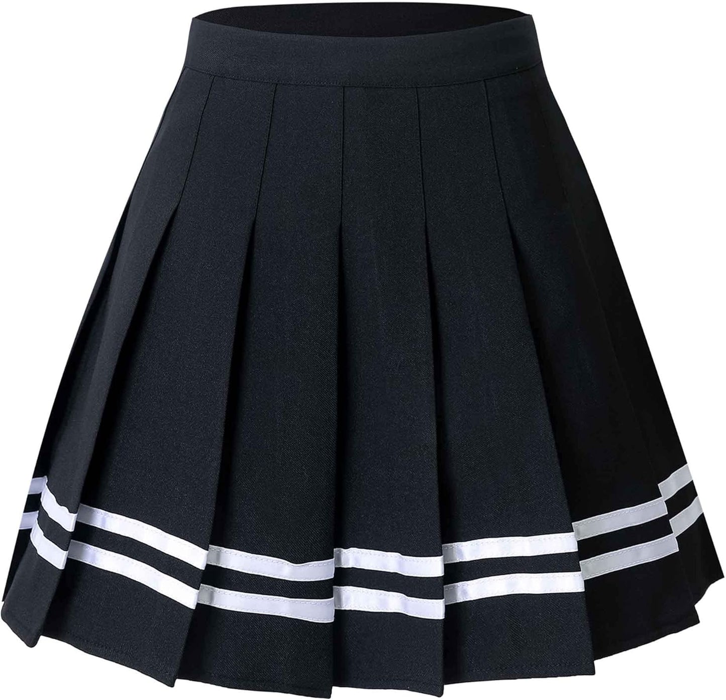 Hoerev Women Girls Short High Waist Pleated Skater Tennis School Skirt