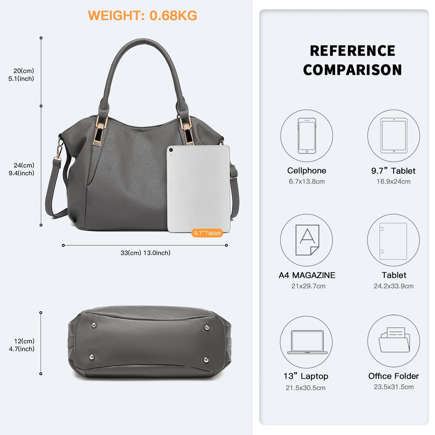 Miss Lulu Women Tote Bag, Soft PU Leather Shoulder Bag, Fashion Large Handbag for Working Ladies, Simple Elegant for Office Travel School Library Shopping
