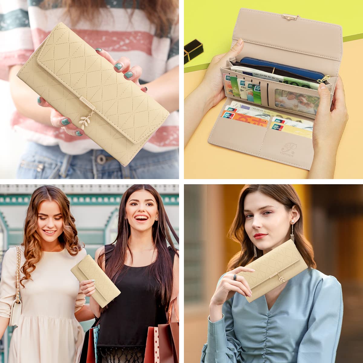 Long Purse for Women PU Leather, Large Capacity PU Leather Women's Wallet Wallet for Women with Multiple Card Slots and Coin Zipper Pocket Ladies Purse Clutch Holder Large Capacity Card Holder (Pink)