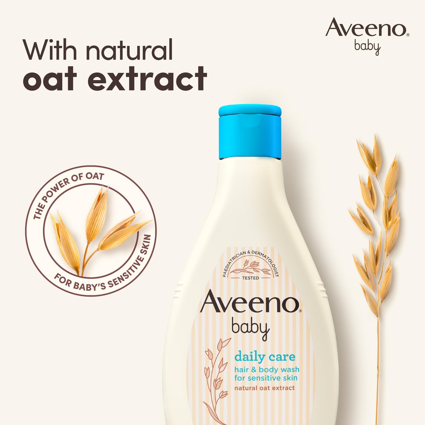AVEENO Baby Daily Care Gentle Bath & Wash (1 x 400ml), Tear-Free Baby Wash with Gentle Fragrance with Prebiotic Colloidal Oatmeal, Gently Cleanses & Leaves Skin Feeling Moisturised, For Sensitive Skin