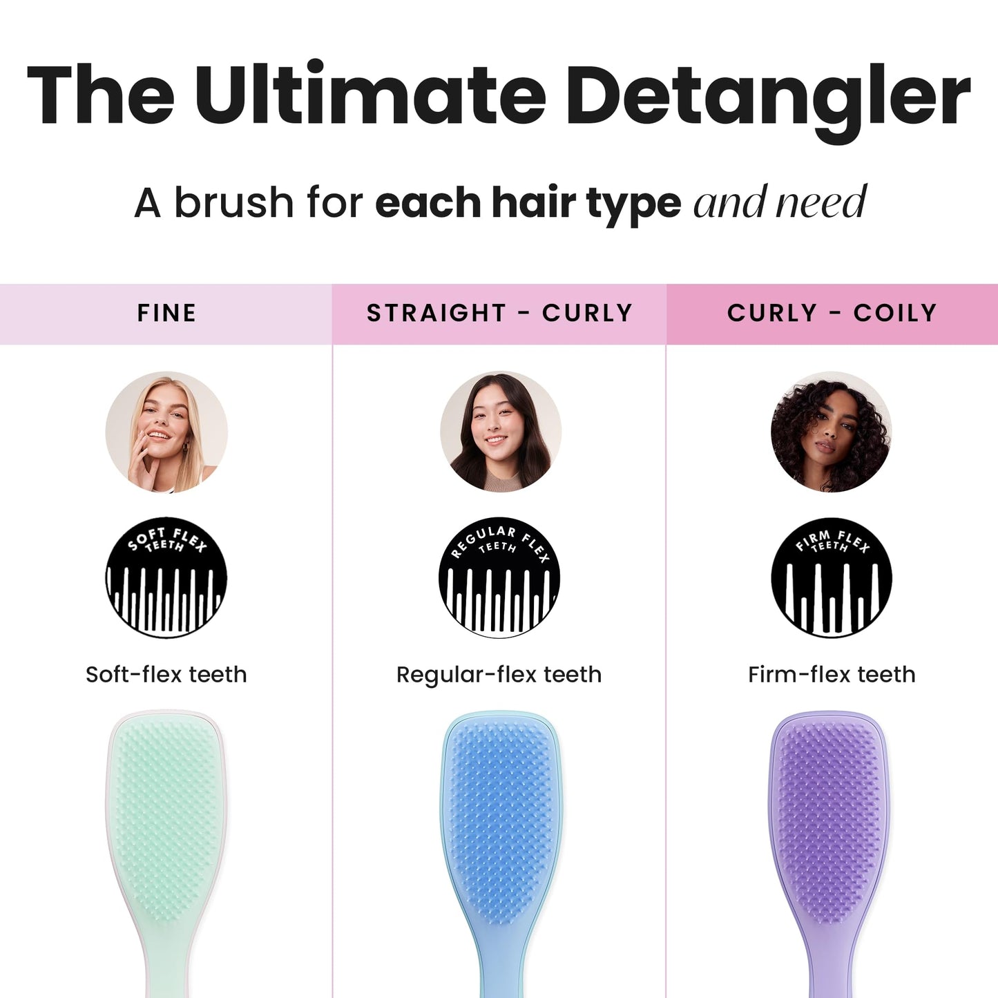 Tangle Teezer Ultimate Detangler Hairbrush - For Wet & Dry Hair - Detangling Brush for All Hair Types - Two-Tiered Teeth Reduce Breakage & Eliminate Knots - Millennial Pink
