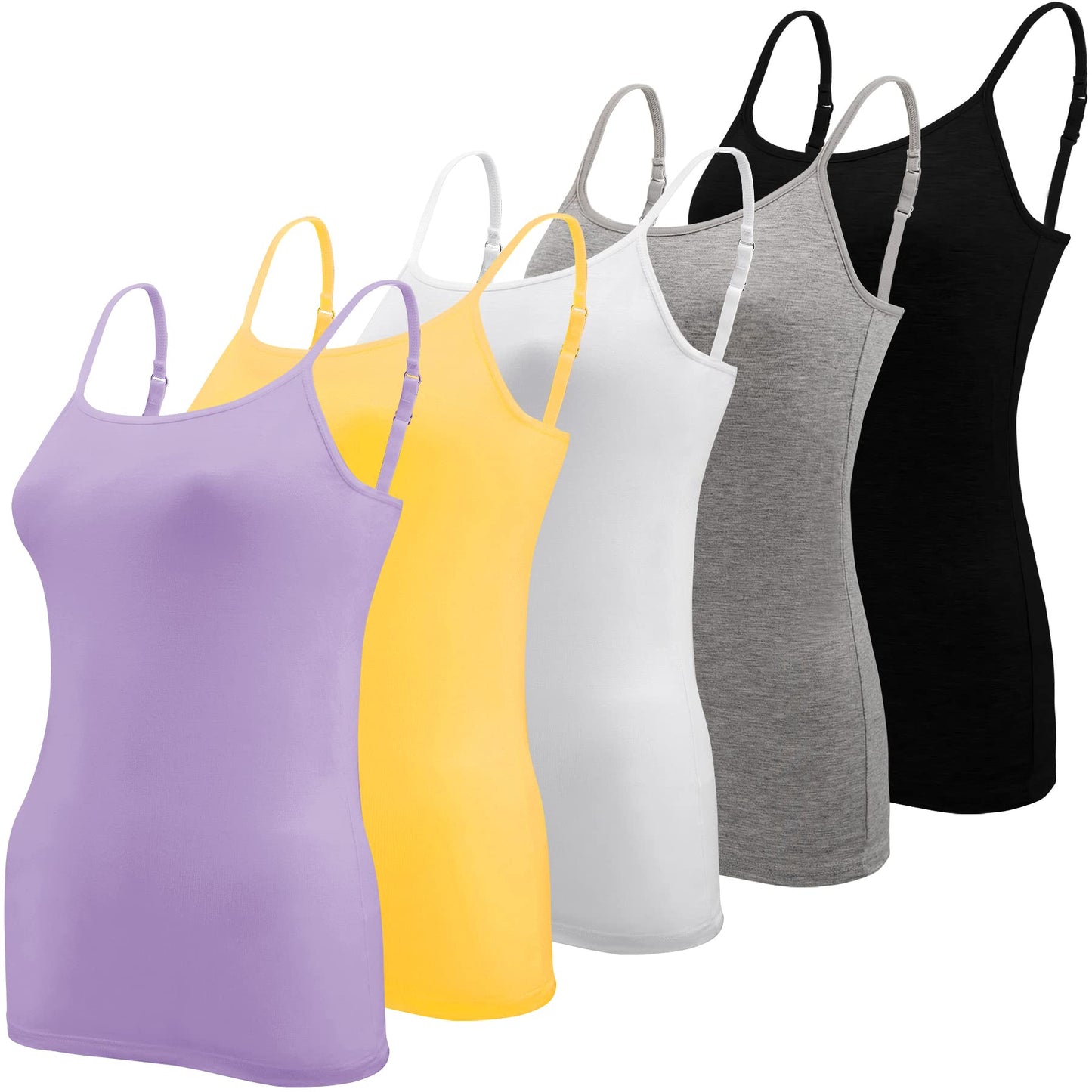 BQTQ 5 Pieces Basic Camisole Adjustable Strap Vest Top for Women and Girl