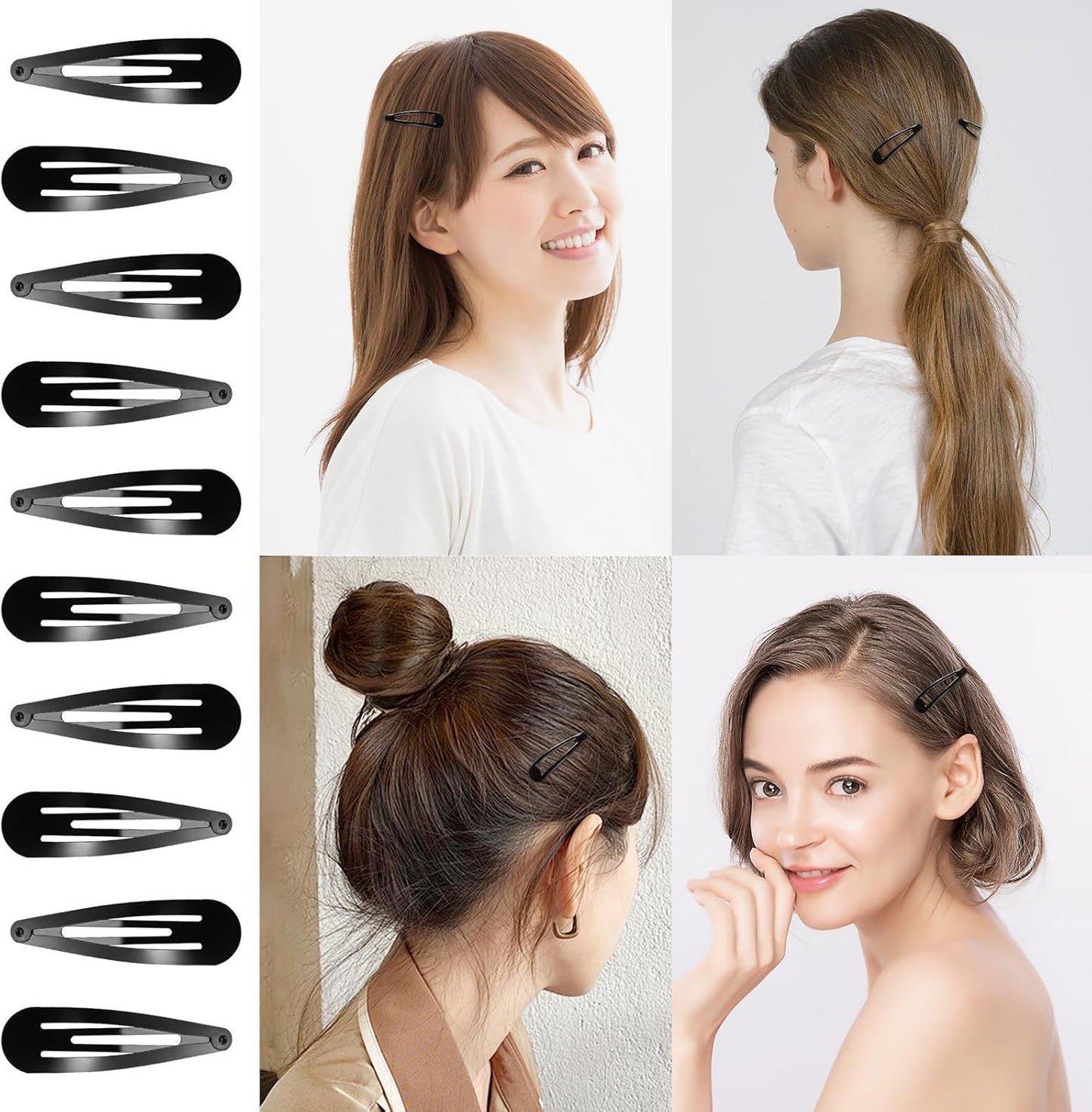 YISCOKO Hair Clips Hair Clips Women Black Hair Clips,Metal Hair Clips,2 Inch Snap Hair Clips,Snap Clips Kids Barrettes Girls' Hair Accessories(24 PCS Black)