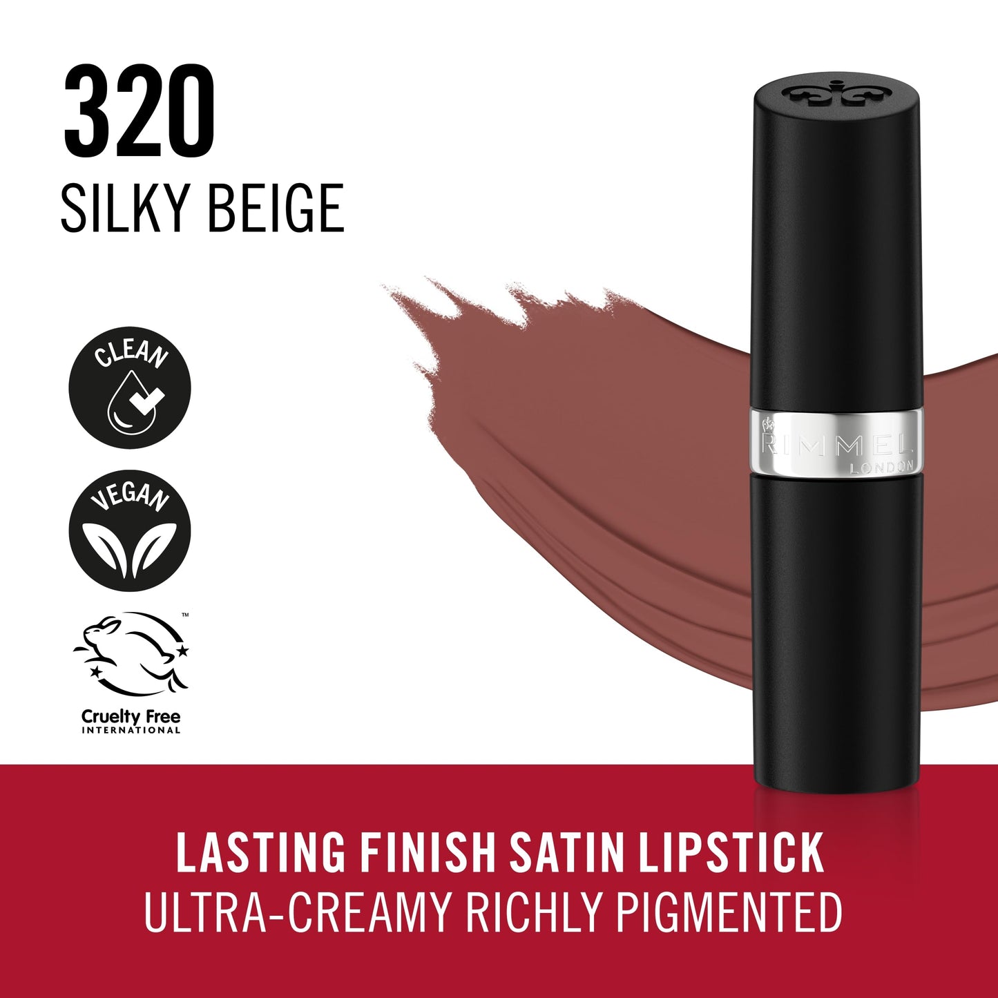 Rimmel Lasting Finish Lipstick 006 Pink Blush, Creamy Satin Finish, Long Lasting 8 HR Wear, Comfortable Formula, Rich Pigment