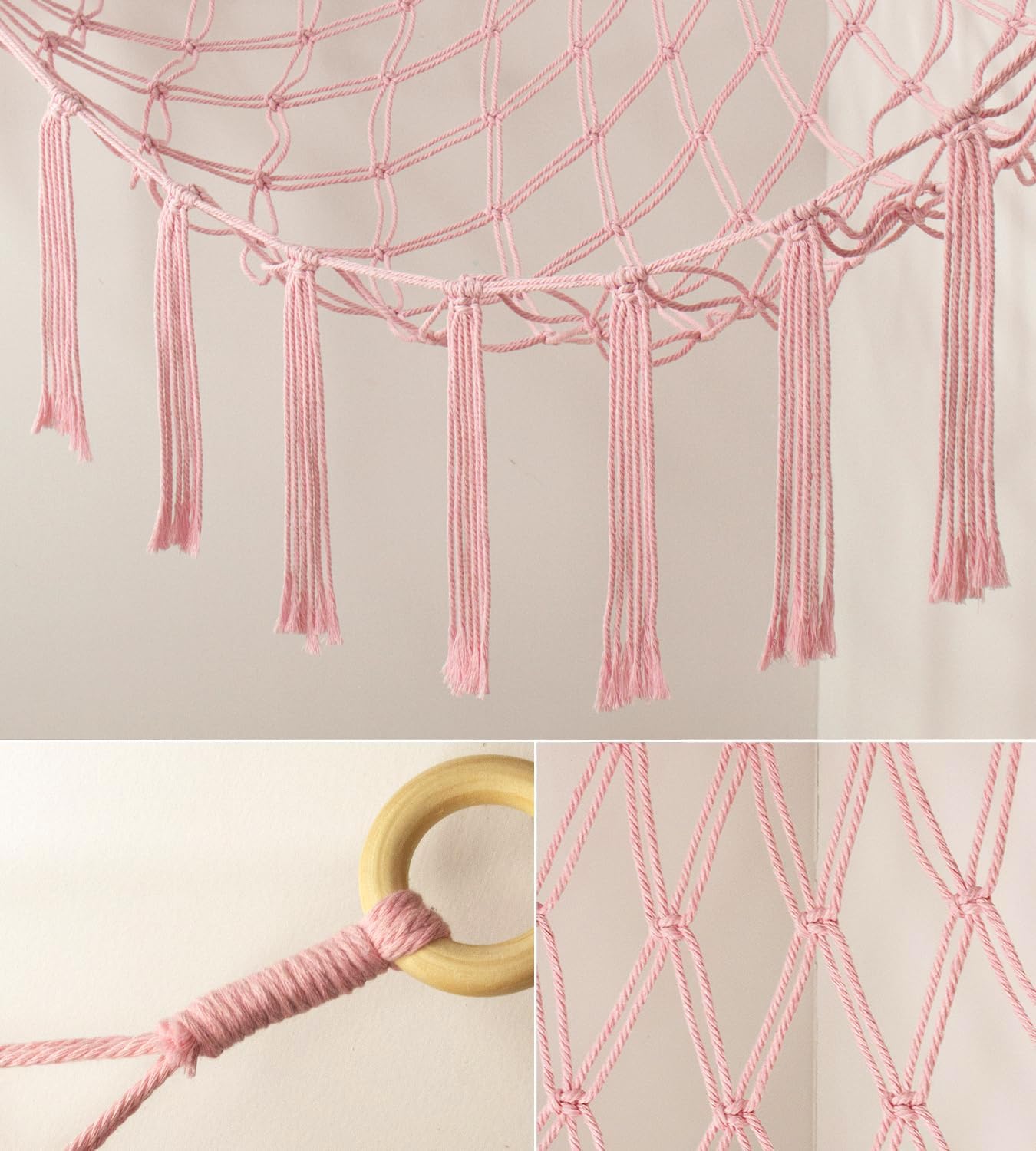 Stuffed Animal Storage Hammock - Baby Toy Hammock Net for Stuffed Animals Cute Room Decor -Large Stuff Animal Organizer Holder for Plush Plushie - Kids Nursery Beige Bedroom Home Decor