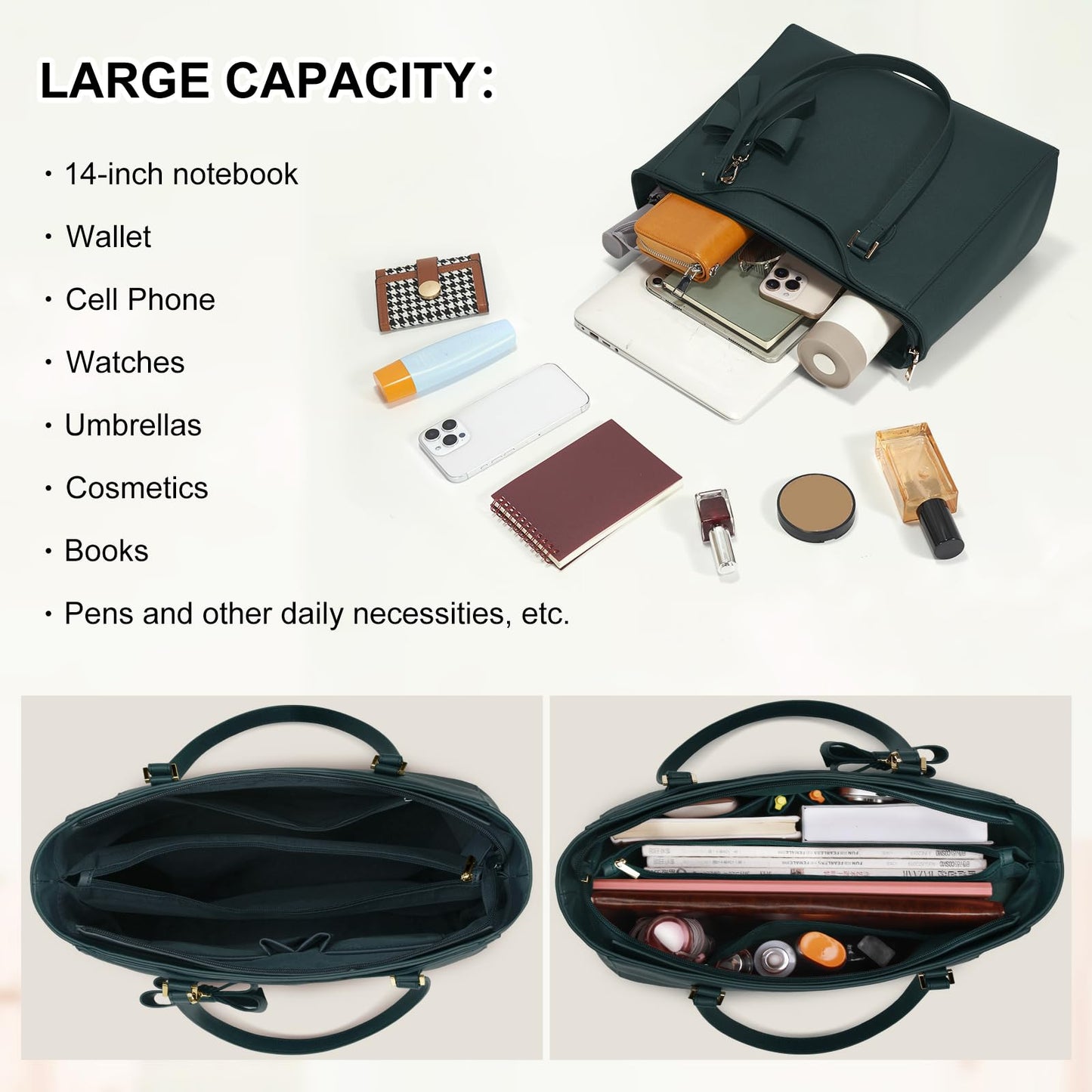 KTMOUW Handbags for Women Large Capacity PU Leather Tote Bags for Women with Zip, Shoulder Bag Ladies Handbag Tote Bag for School Work Travel Shopping Black