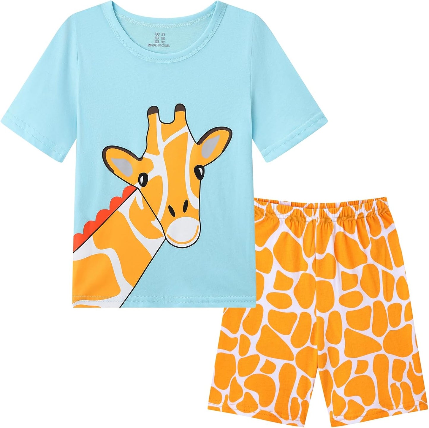 Dinopjs Girl's Pyjama Sets Cotton Dinosaur Unicorn Giraffe Pjs Kids Summer Short Pajamas for Girls 2-7 Years Children Clothes