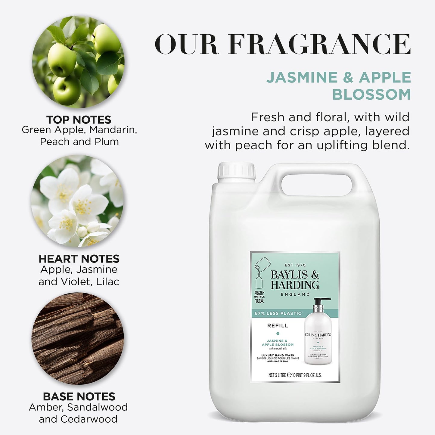 Baylis & Harding Jasmine and Apple Blossom Anti-Bacterial Hand Wash, 500 ml (Pack of 3) - Vegan Friendly