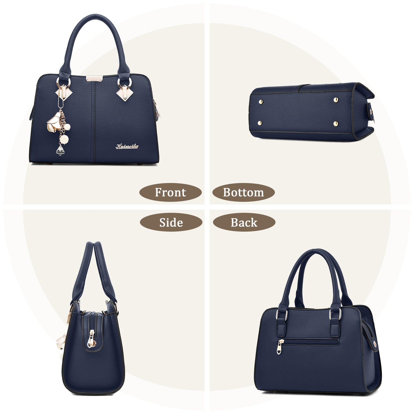 FORRICA Handbags for Women Elegant Pendant Ladies Shoulder Bags Top Handle Crossbody Bag PU Leather for Shopping Work Dating Black B