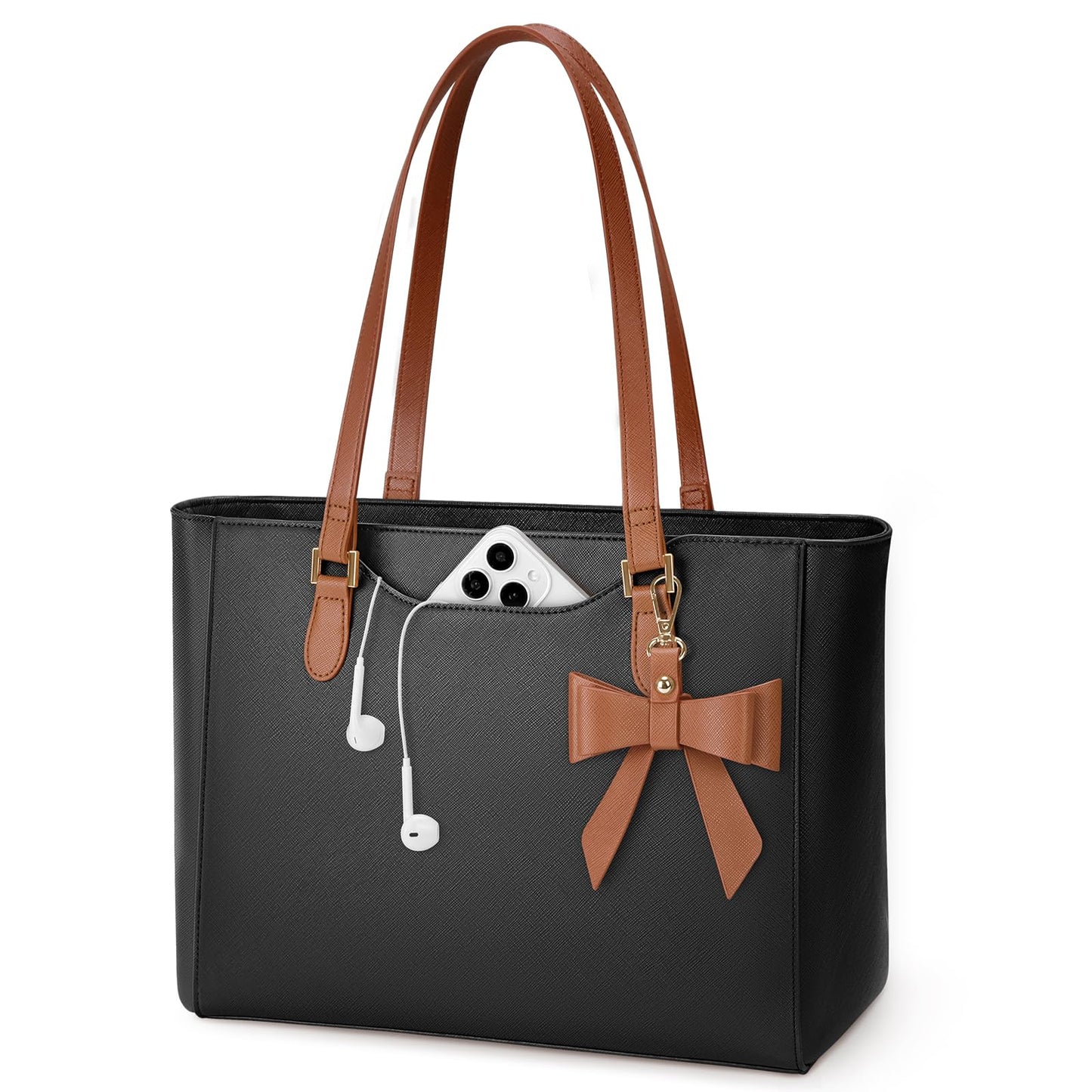 KTMOUW Handbags for Women Large Capacity PU Leather Tote Bags for Women with Zip, Shoulder Bag Ladies Handbag Tote Bag for School Work Travel Shopping Black