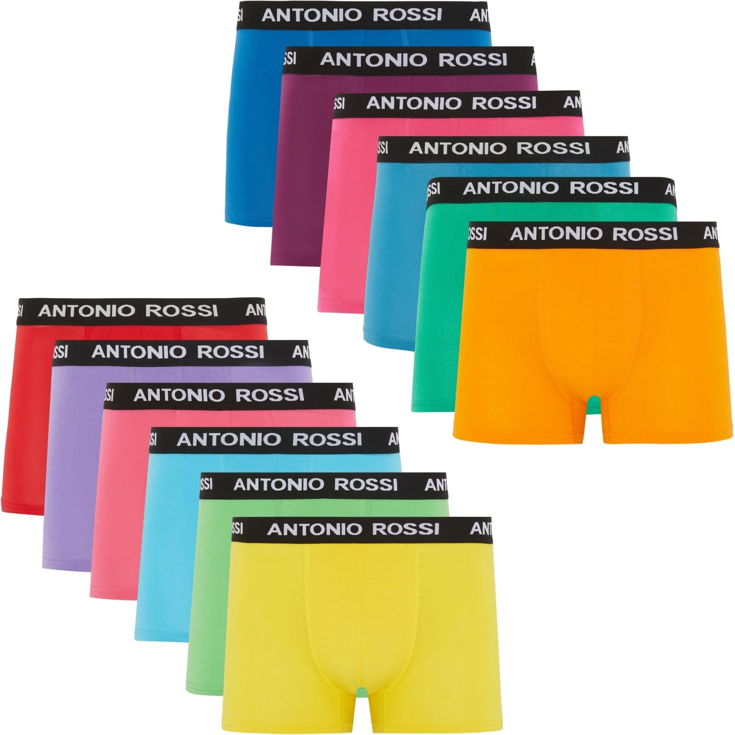 ANTONIO ROSSI (12-Pack) Men's Fitted Boxer Hipsters - Mens Boxers Shorts Multipack with Elastic Waistband - Cotton Rich, Soft and Comfortable Underwear