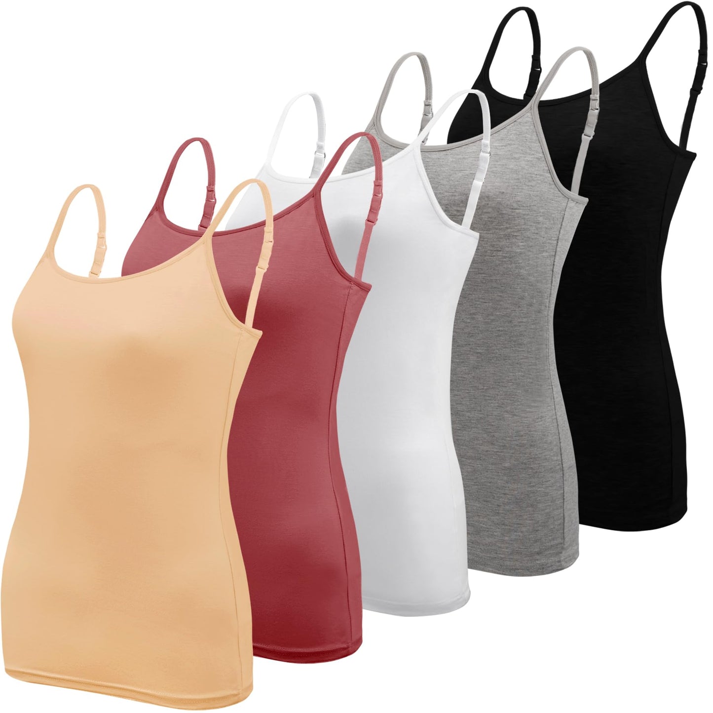 BQTQ 5 Pieces Basic Camisole Adjustable Strap Vest Top for Women and Girl