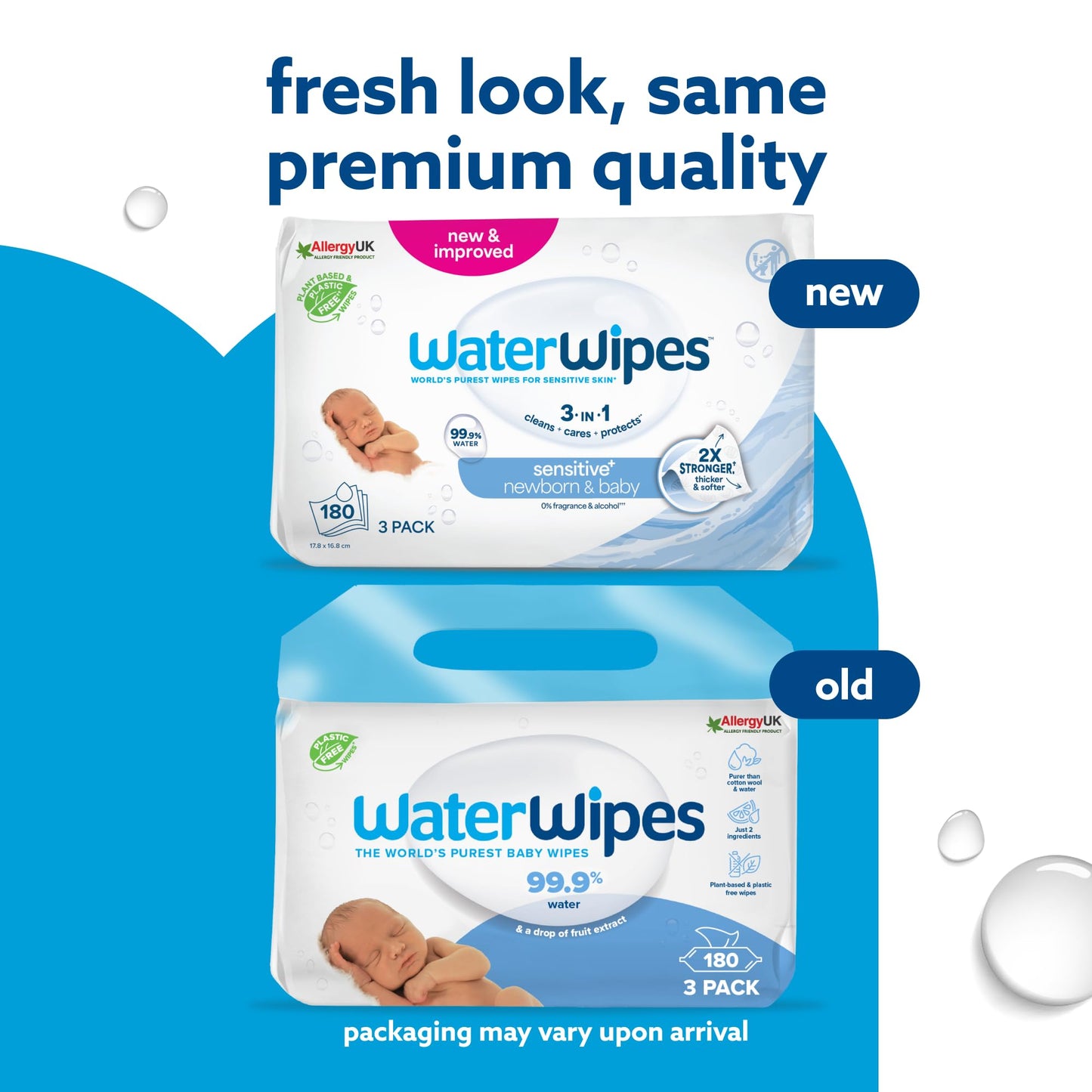WaterWipes Original Baby Wipes, 720 Count (12 Packs), 99.9% Water, 3-In-1 Cleans, Cares, Protects, Unscented, Packaging May Vary
