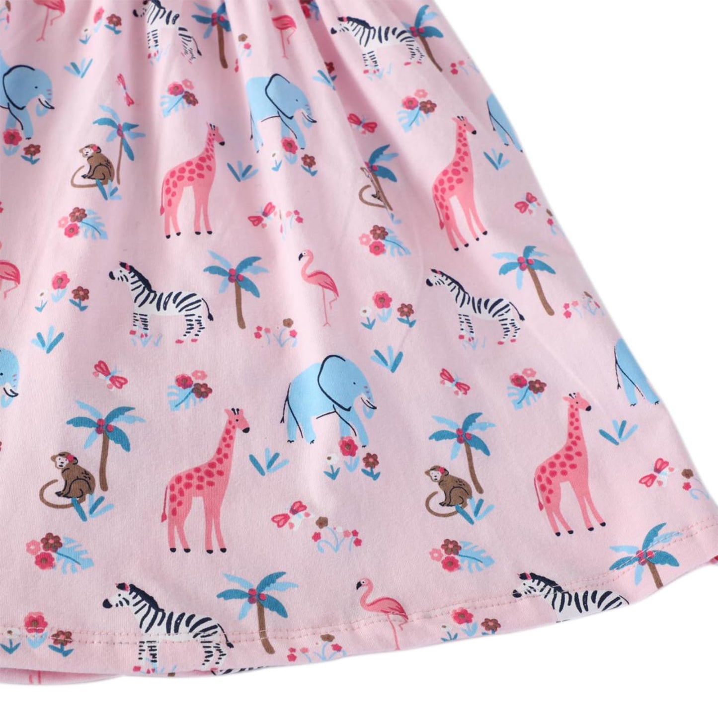 Smazero Baby Girl's Summer Dresses Short Sleeve Casual Dinosaur Horse Print Shirt Dress Little Kids Clothes Children Age 1-7 Years