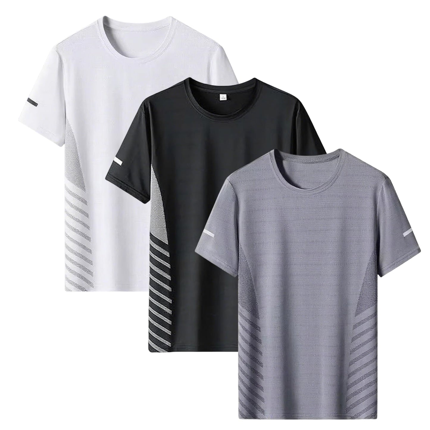 JiaYouLC 3 Pack T Shirts for Men UK Multipack Crew Neck Quick Dry Sport Tops Breathable Wicking Tshirts for Running Athletic Gym Workout