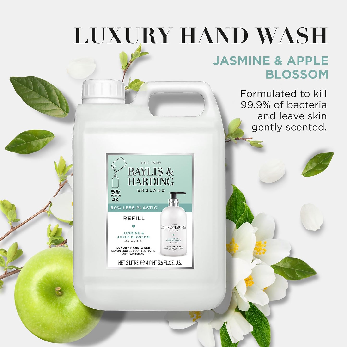 Baylis & Harding Jasmine and Apple Blossom Anti-Bacterial Hand Wash, 500 ml (Pack of 3) - Vegan Friendly