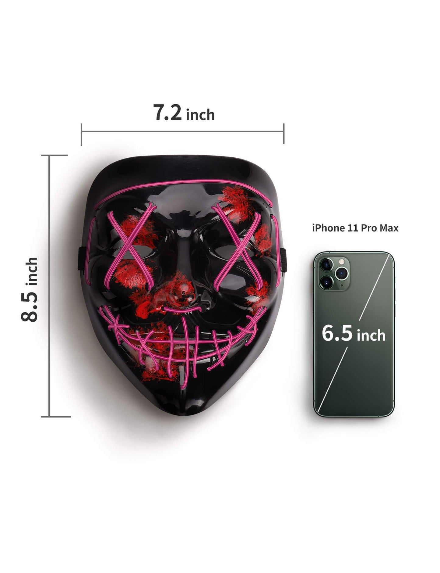 AnanBros Scary LED Halloween Mask, Light up Mask Cosplay, LED Rave Face Mask Costume 3 Lighting Modes, Halloween Face Masks for Men Women Kids