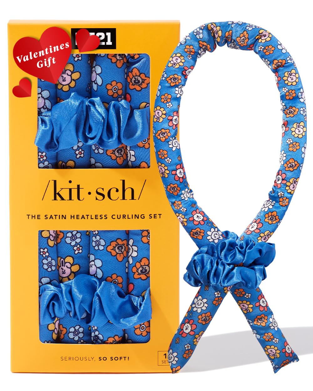 Kitsch Heatless Curling Set - Satin Heatless Curler, Hair Curler No Heat, Heatless Curler for long and short hair, Overnight Curls with 2 Satin Scrunchies and Blowout Rod - Sunset Tie Dye