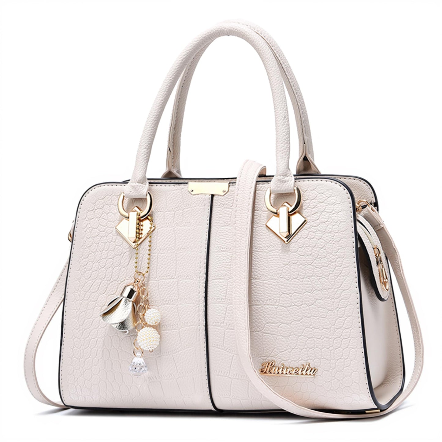 FORRICA Handbags for Women Elegant Pendant Ladies Shoulder Bags Top Handle Crossbody Bag PU Leather for Shopping Work Dating Black B