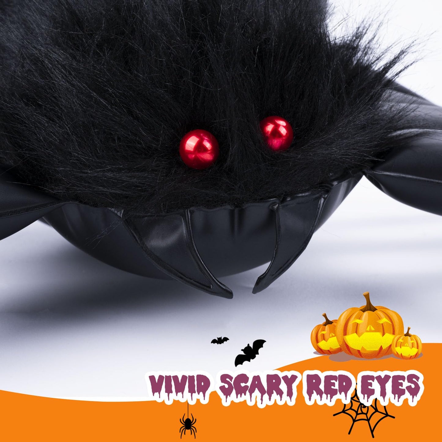 benpen Halloween Decorations Outdoor Gaint Spider:50'' Halloween Spiders Decor+10pcs Scary Hairy Fake Spiders+60g Cobweb Props for Indoor Outdoor Scary Haunted House Theme Party Yard