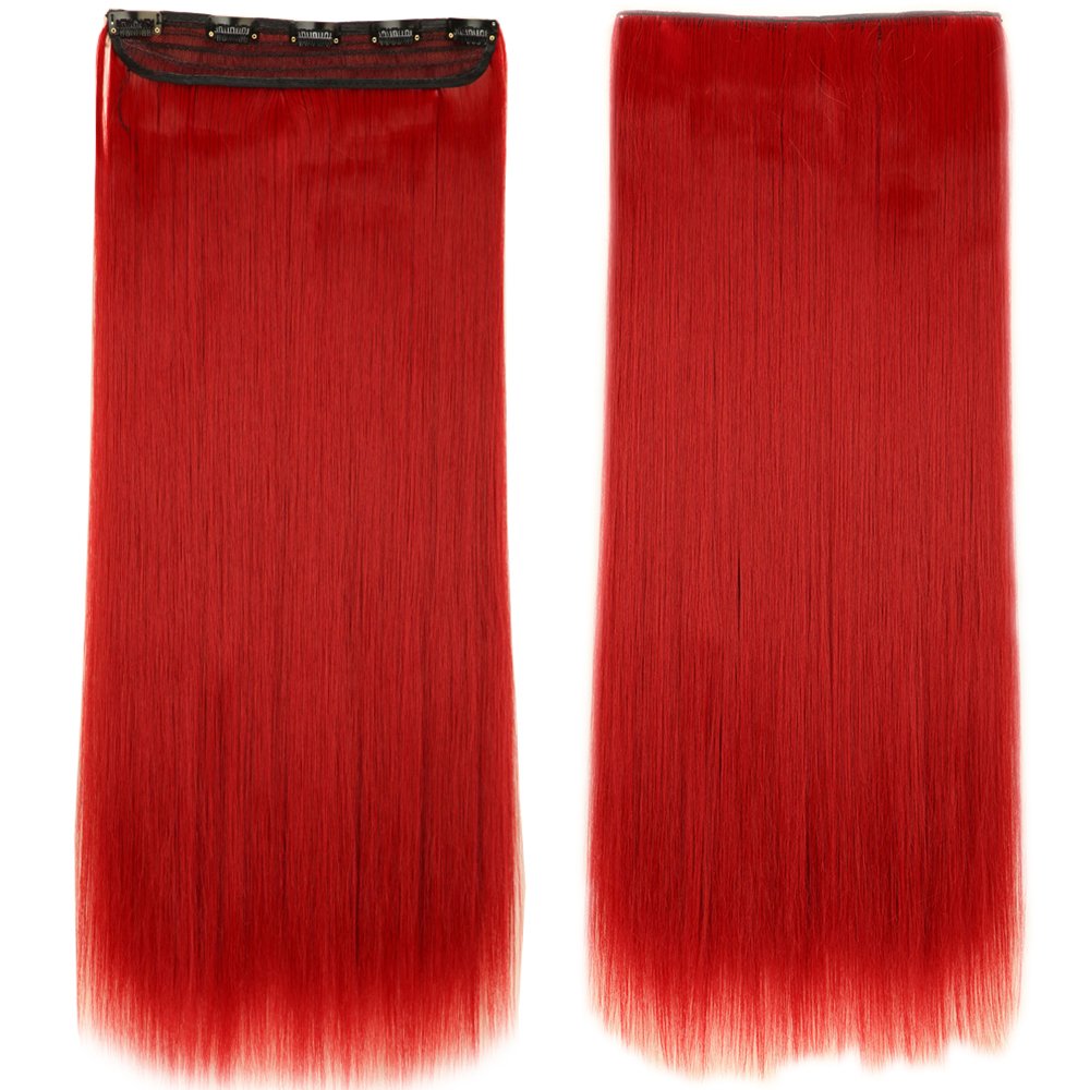 24 Inch One Piece Hair Extensions Clip In Curly Hairpieces Wavy 5 Clips - Dark Brown(60cm-120g)