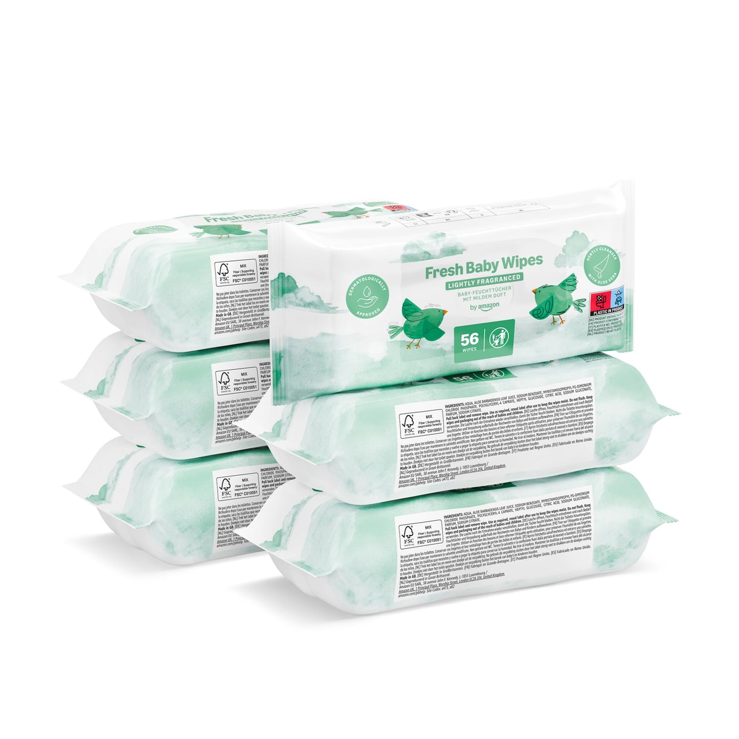 by Amazon Fresh Baby Wipes, 1008 Wipes, 18 Pack of 56, (Previously a Mama Bear brand, same product)