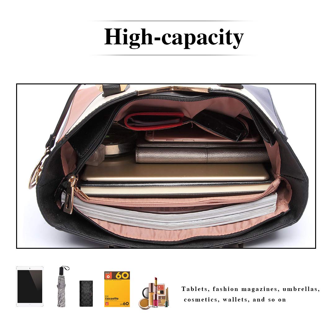Miss Lulu Handbags for Women Look V-Shape Shoulder Handbag Lightweight Medium Tote Bag PU Leather