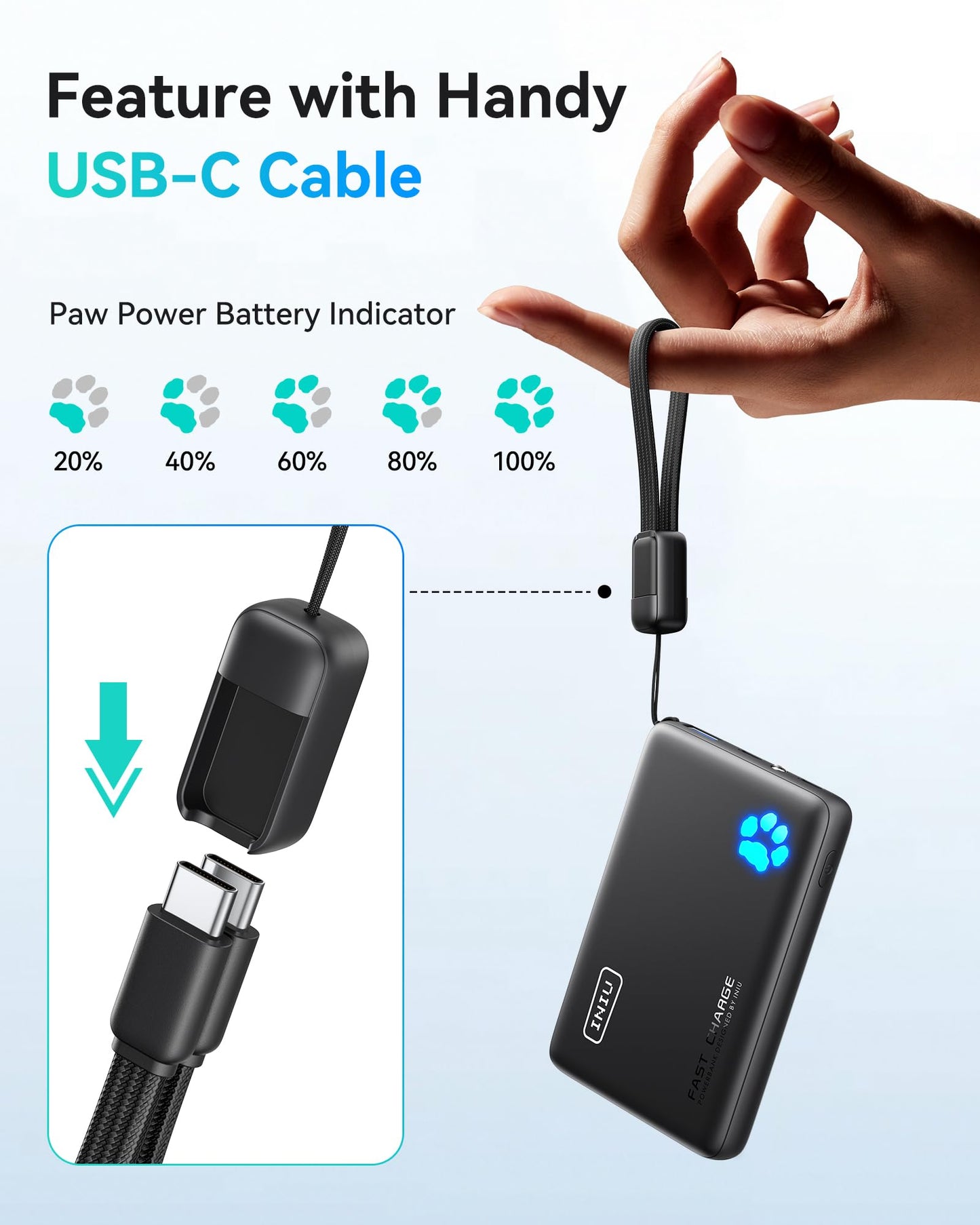 INIU Power Bank, Portable Charger 10000mAh Slimmest & Lightest High-Speed USB C Input & Output, PowerBank Triple 3A Phone Battery Pack for iPhone 16 15 14 13 Plus Pro Max Mini Samsung Xiaomi iPad