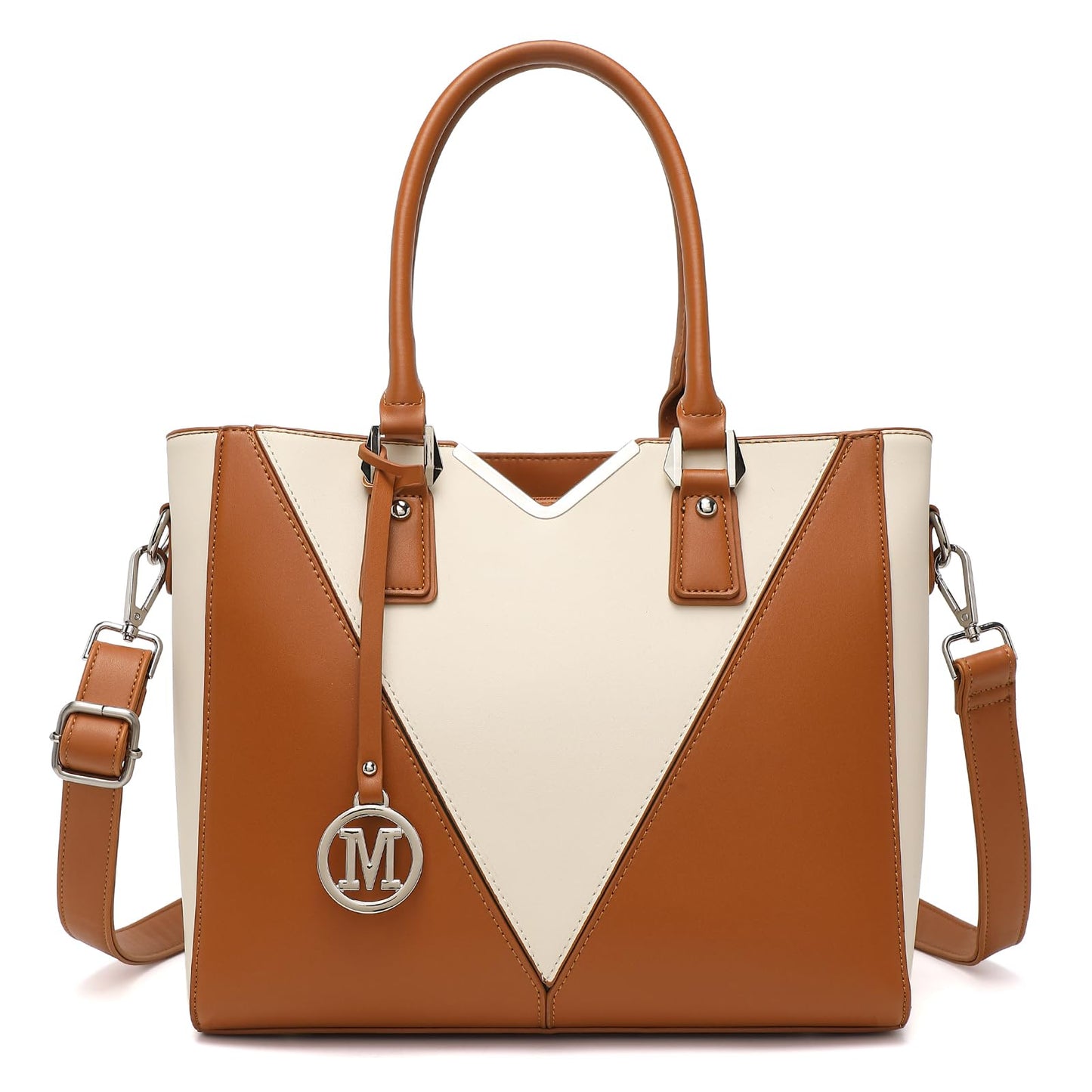 Miss Lulu Handbags for Women Look V-Shape Shoulder Handbag Lightweight Medium Tote Bag PU Leather