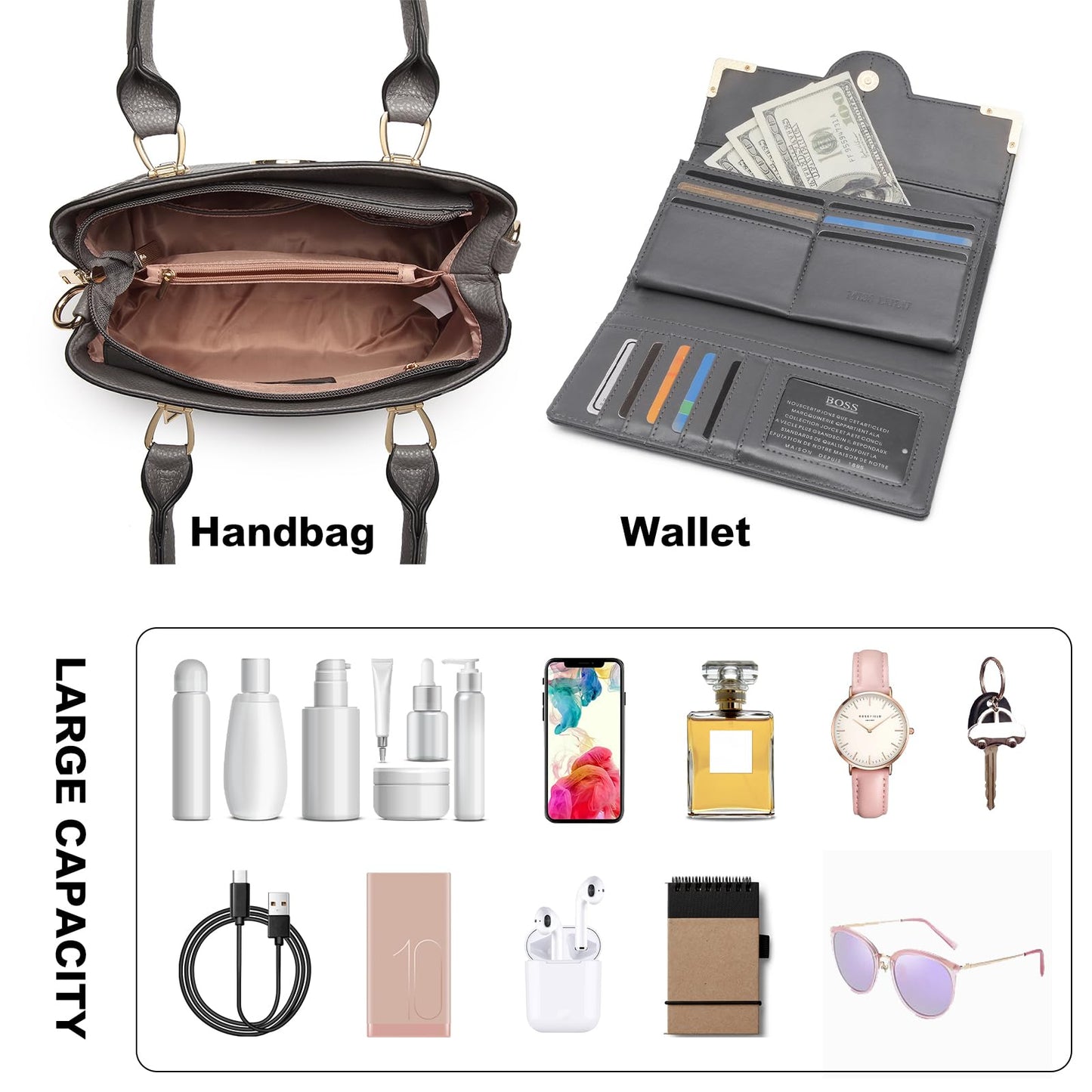 Miss Lulu Handbag for Women, Woven and Chevron Pattern, M Logo on The Front, Top Handle or Shoulder Bag
