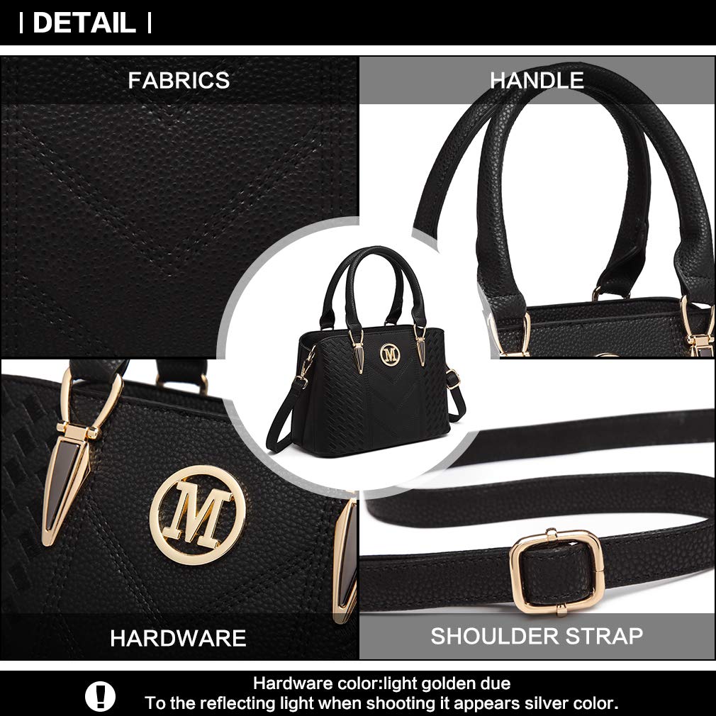Miss Lulu Handbag for Women, Woven and Chevron Pattern, M Logo on The Front, Top Handle or Shoulder Bag