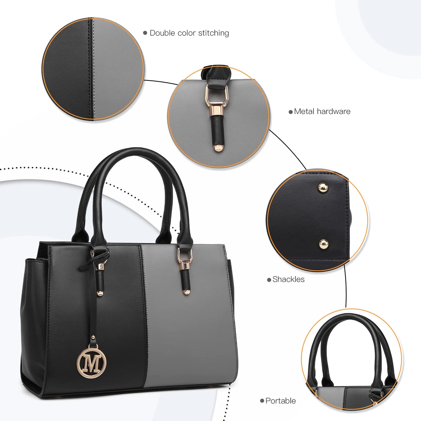Miss Lulu Handbags for Women Look V-Shape Shoulder Handbag Lightweight Medium Tote Bag PU Leather
