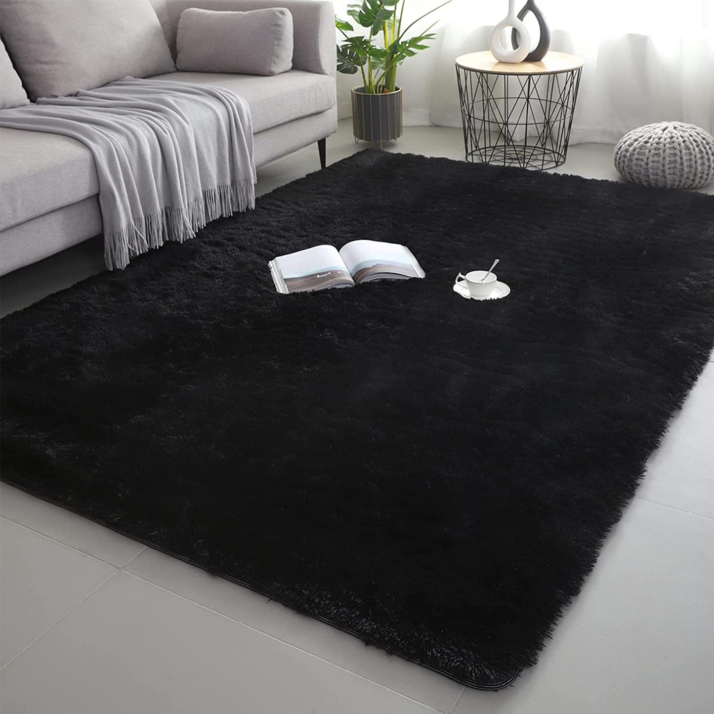 GJWLaie Rugs Living Room Grey Area Rugs for Bedroom Anti Silp Soft Shaggy Tie-Dye Plush Fluffy Living Room Rug Indoor Home Kidsroom Decor Carpet(Grey 120 * 160cm)