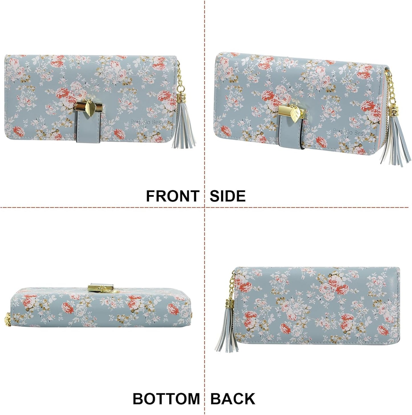 Pomelo Best Womens Wallet RFID Blocking Large Capacity Long Purse with Multiple Card Slots Zipper Phone Coin Pocket