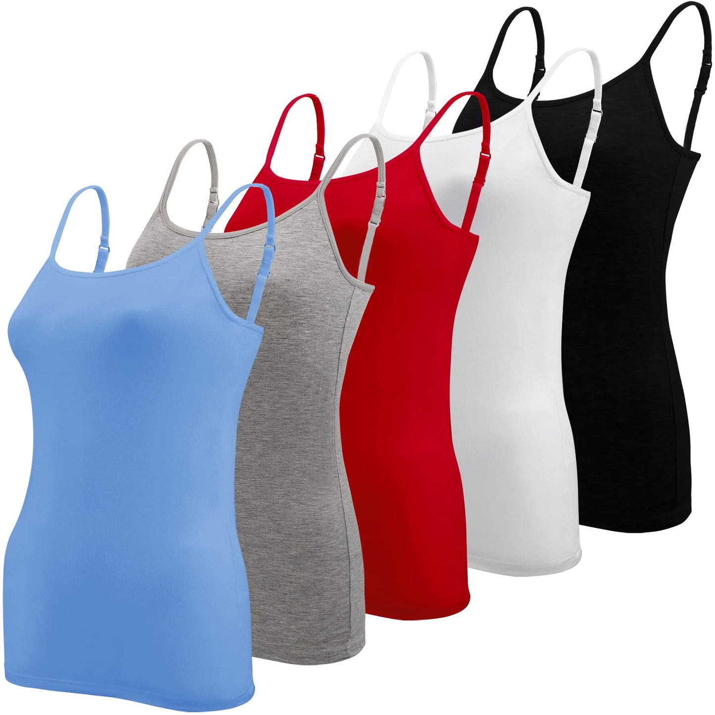 BQTQ 5 Pieces Basic Camisole Adjustable Strap Vest Top for Women and Girl