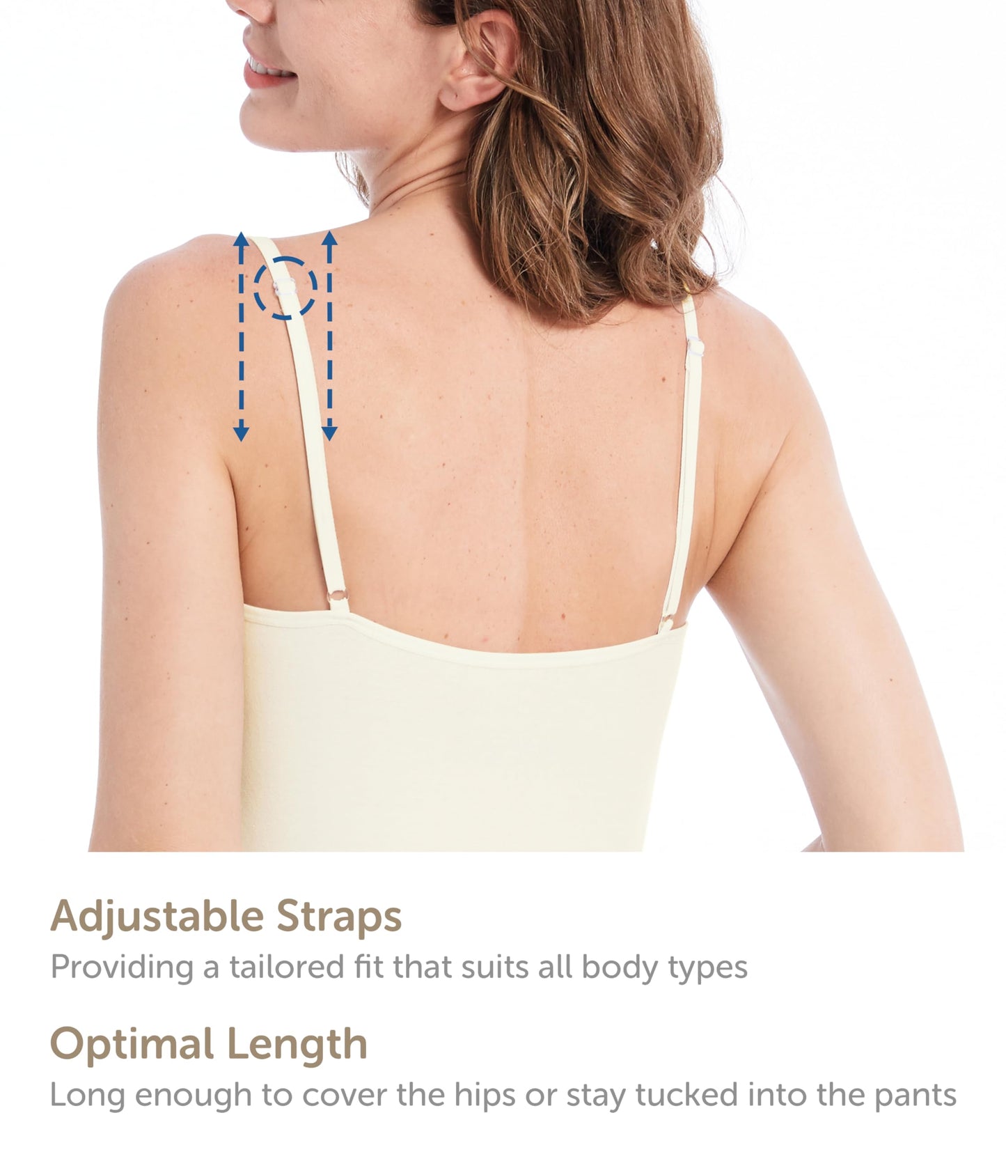 Comfneat Women's 4-Pack Slim-Fit Camisoles Adjustable Spaghetti Strap Cotton Top Undershirt