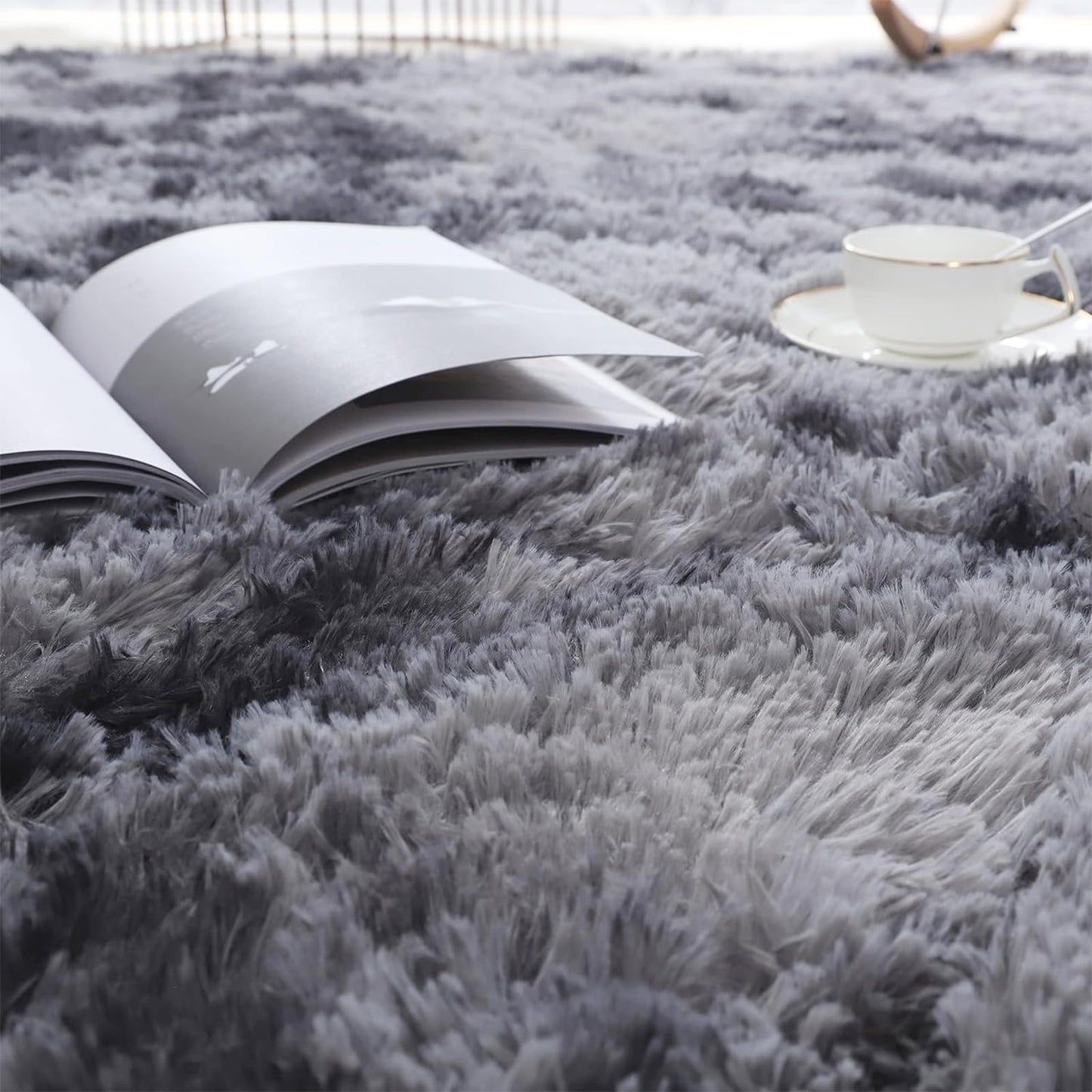 GJWLaie Rugs Living Room Grey Area Rugs for Bedroom Anti Silp Soft Shaggy Tie-Dye Plush Fluffy Living Room Rug Indoor Home Kidsroom Decor Carpet(Grey 120 * 160cm)