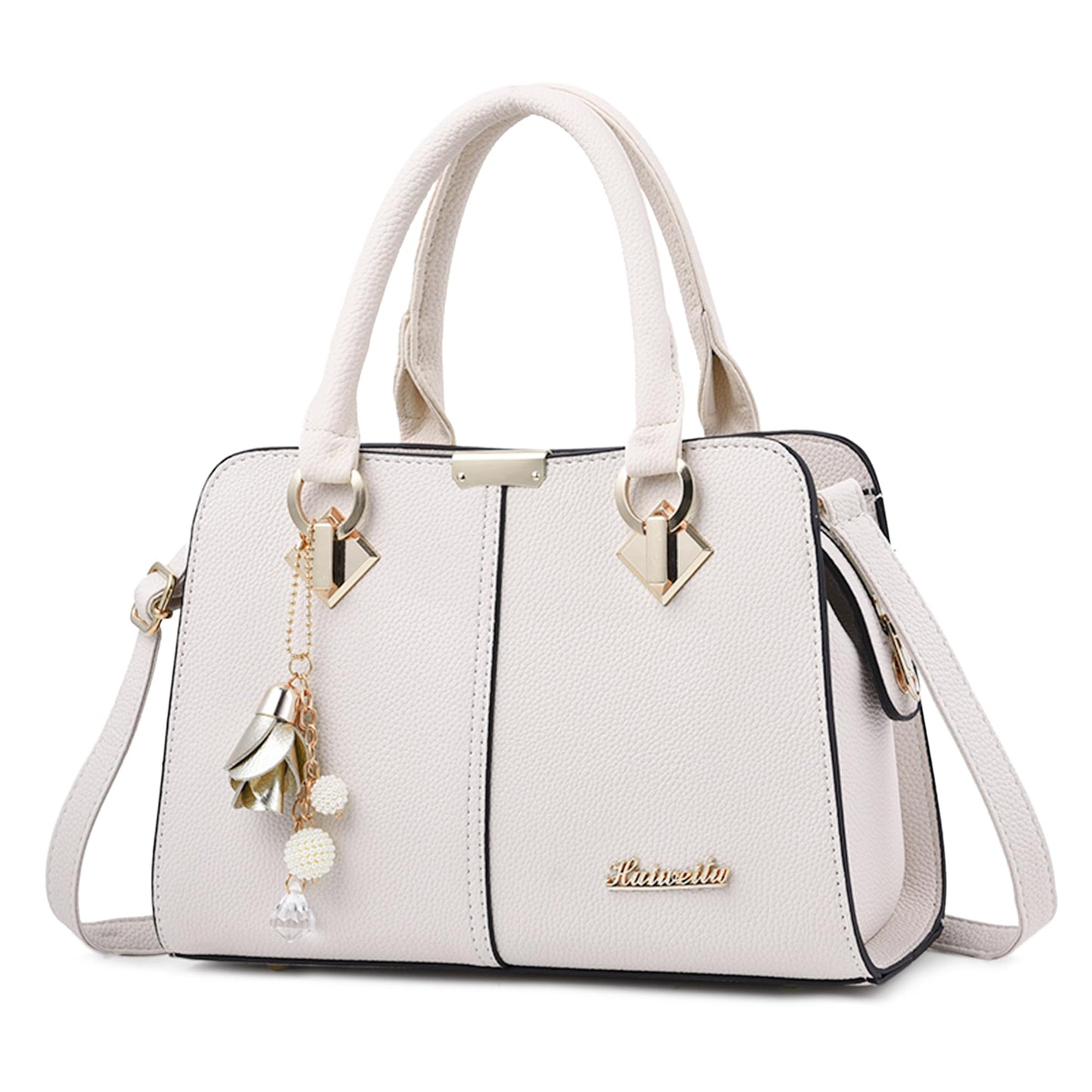FORRICA Handbags for Women Elegant Pendant Ladies Shoulder Bags Top Handle Crossbody Bag PU Leather for Shopping Work Dating Black B