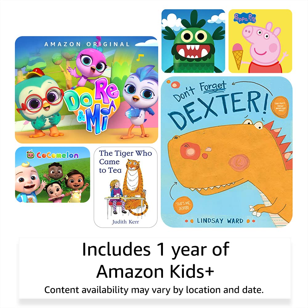 Amazon Fire 7 Kids tablet | 7" display, ages 3–7, includes ads-free books, games and videos that children love, parental controls, 10-hour battery, 32 GB