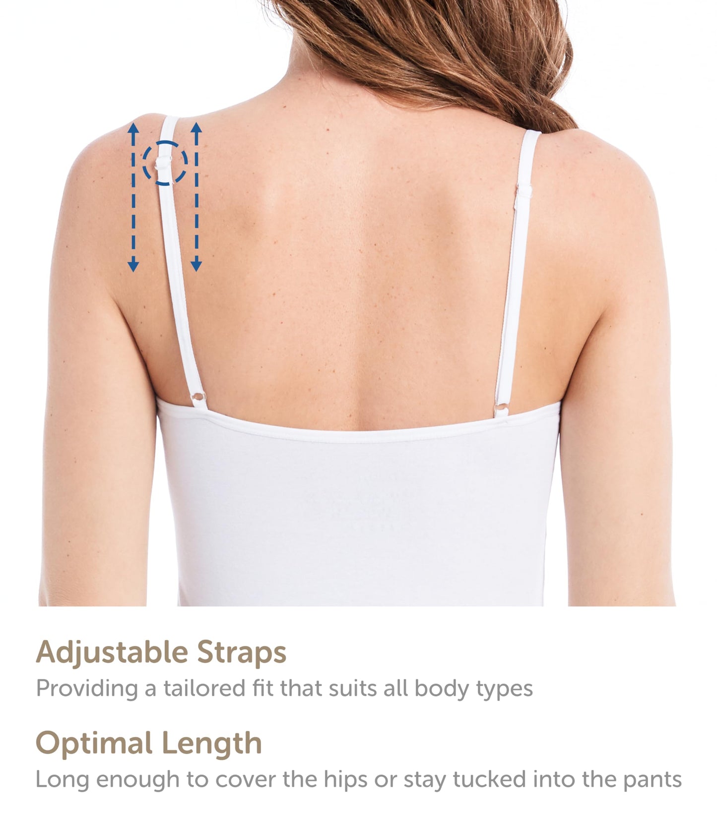 Comfneat Women's 4-Pack Slim-Fit Camisoles Adjustable Spaghetti Strap Cotton Top Undershirt