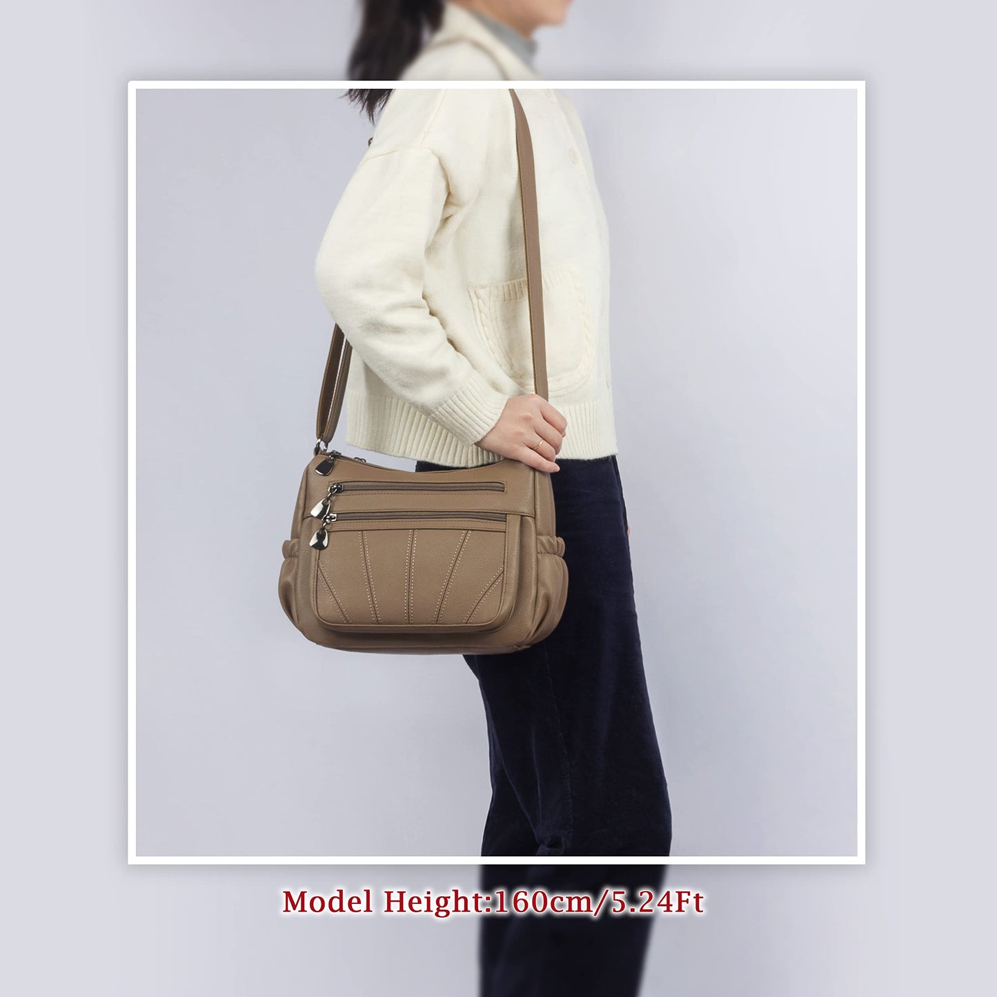 VOLGANIK ROCK White Medium Hobo Handbag for Women - Elegant Utility Cross-Body & Shoulder Bag - Work & Travel