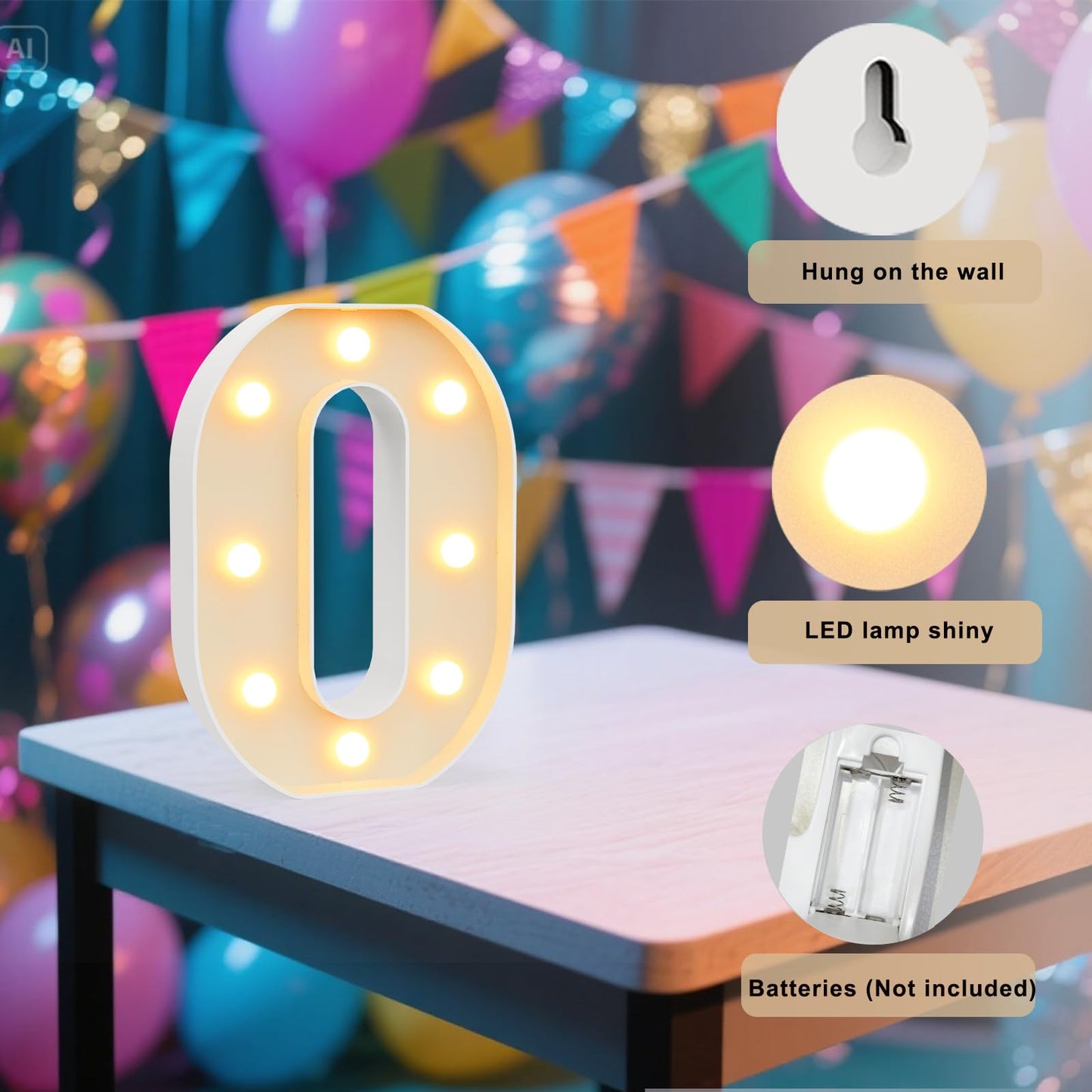 Ledido Light Up Letters Sign LED Birthday Marquee Letters Lights, Night Light Letter Gifts Bayby Girls Boys Birthday Party Wedding Anniversary Home Bedroom Wall Lights Decor 8.8 Inch, Letter A