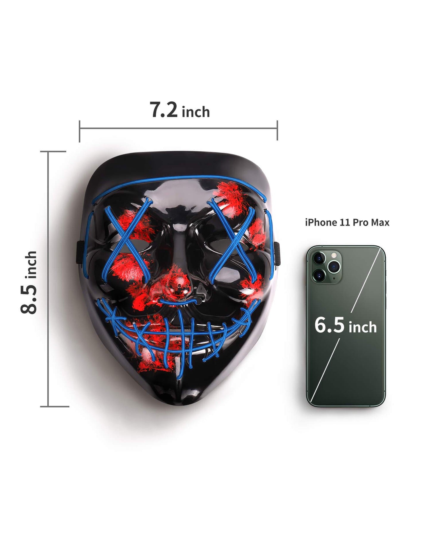 AnanBros Scary LED Halloween Mask, Light up Mask Cosplay, LED Rave Face Mask Costume 3 Lighting Modes, Halloween Face Masks for Men Women Kids