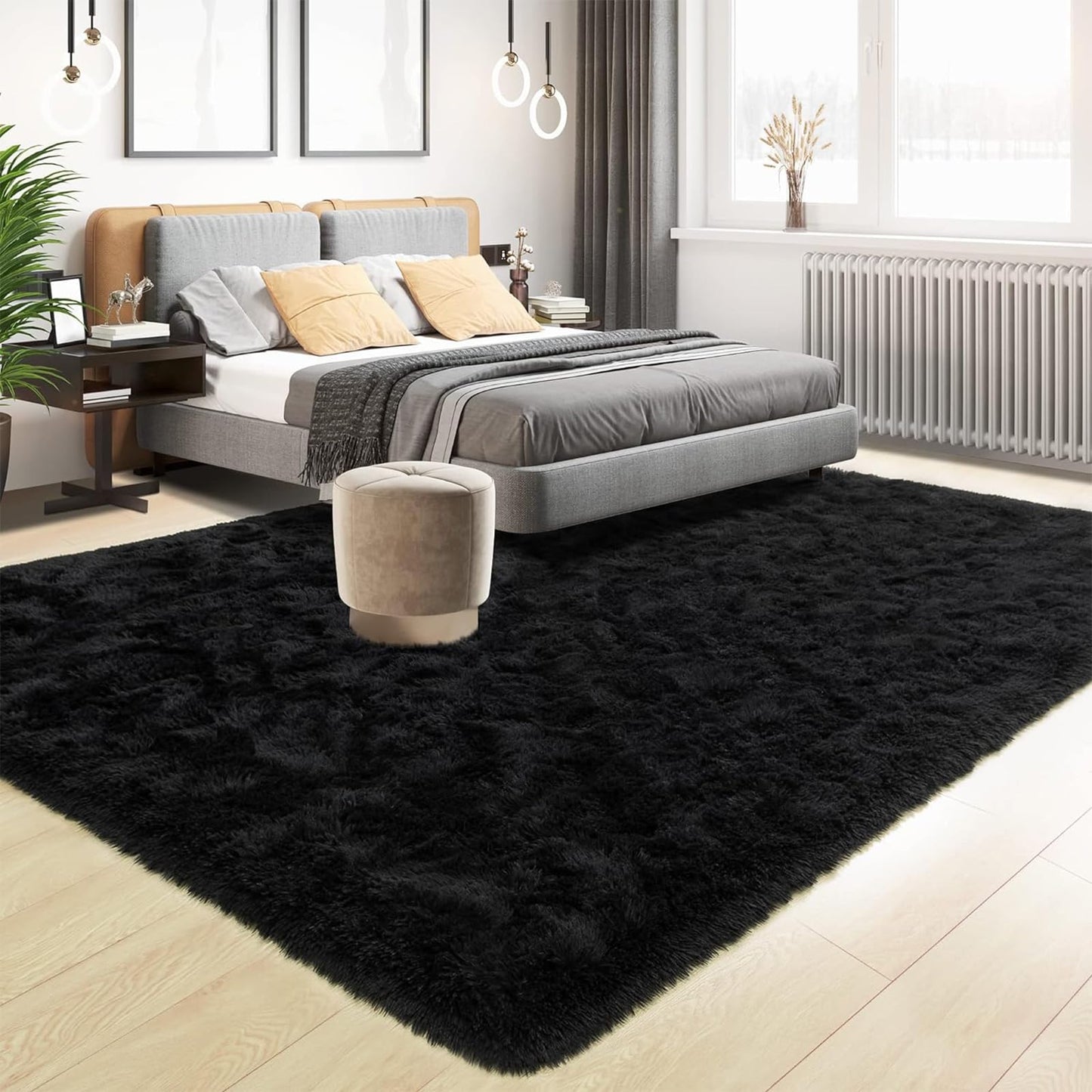 GJWLaie Rugs Living Room Grey Area Rugs for Bedroom Anti Silp Soft Shaggy Tie-Dye Plush Fluffy Living Room Rug Indoor Home Kidsroom Decor Carpet(Grey 120 * 160cm)
