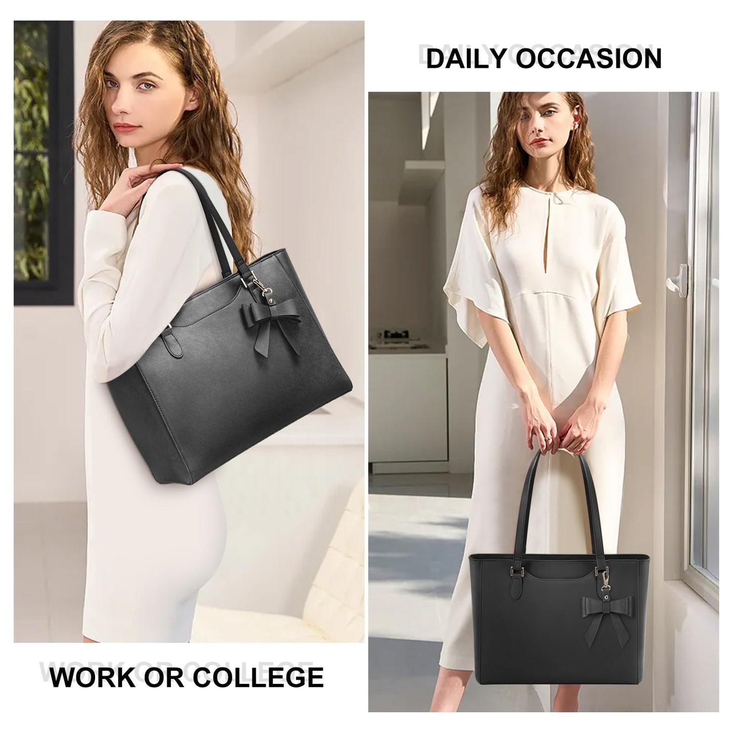 KTMOUW Handbags for Women Large Capacity PU Leather Tote Bags for Women with Zip, Shoulder Bag Ladies Handbag Tote Bag for School Work Travel Shopping Black