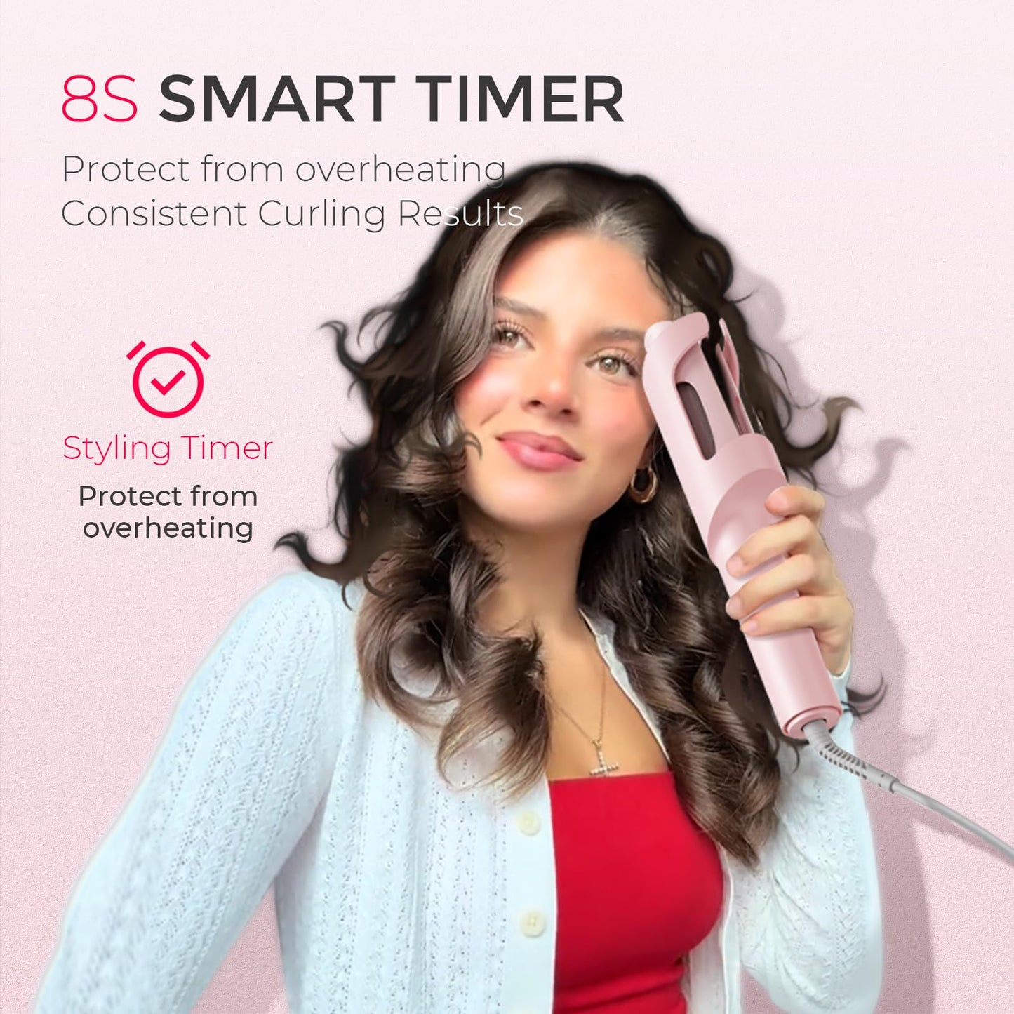 TYMO CURLPRO Automatic Rotating Curling Iron - Beach Waves Curling Wand, Portable Hair Curler, 500 Million Ionic, Dual Voltage & Lightweight for Travel, Ceramic Coating, Metallic Gray 1.25 inch